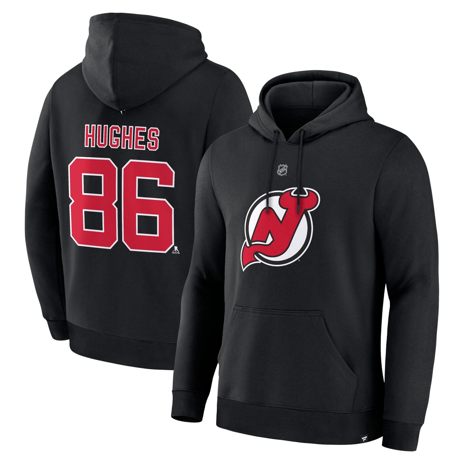 Fanatics Jack Hughes New Jersey Devils Authentic Stack Name  Number Hoodie