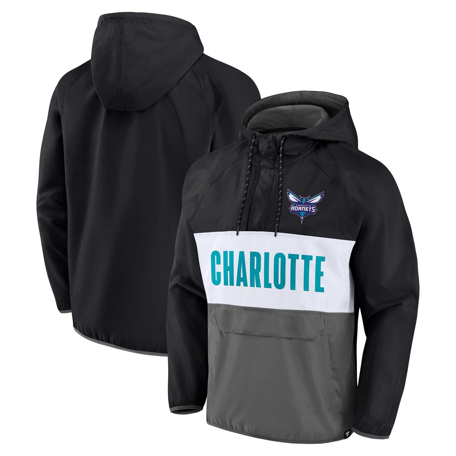 Fanatics Men’s Charlotte Hornets Team Leader Iconic Colorblock Anorak Raglan 1/4-Zip Hoodie - view number 1