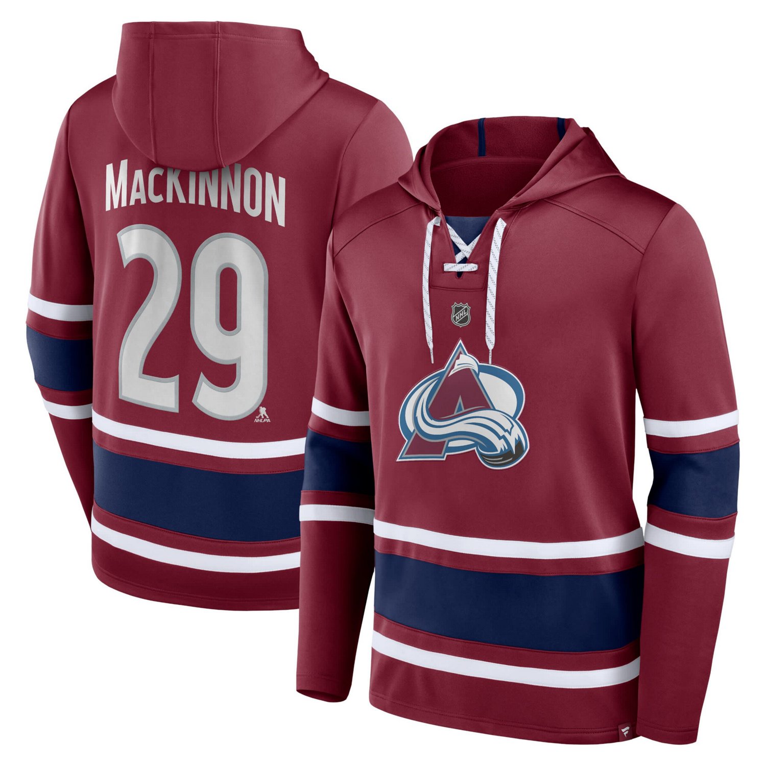 Fanatics Nathan MacKinnon Colorado Avalanche Name  Number Lace-Up Pullover Hoodie