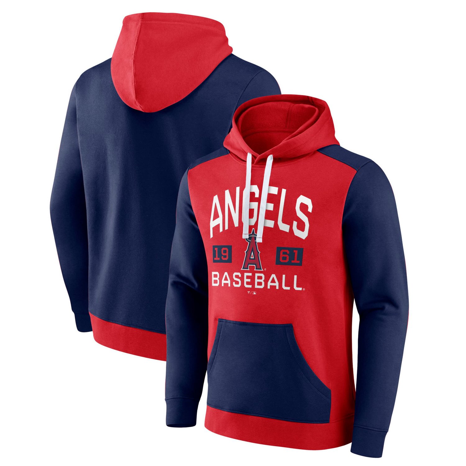 Fanatics Navy Los Angeles Angels Colorblock Pullover Hoodie