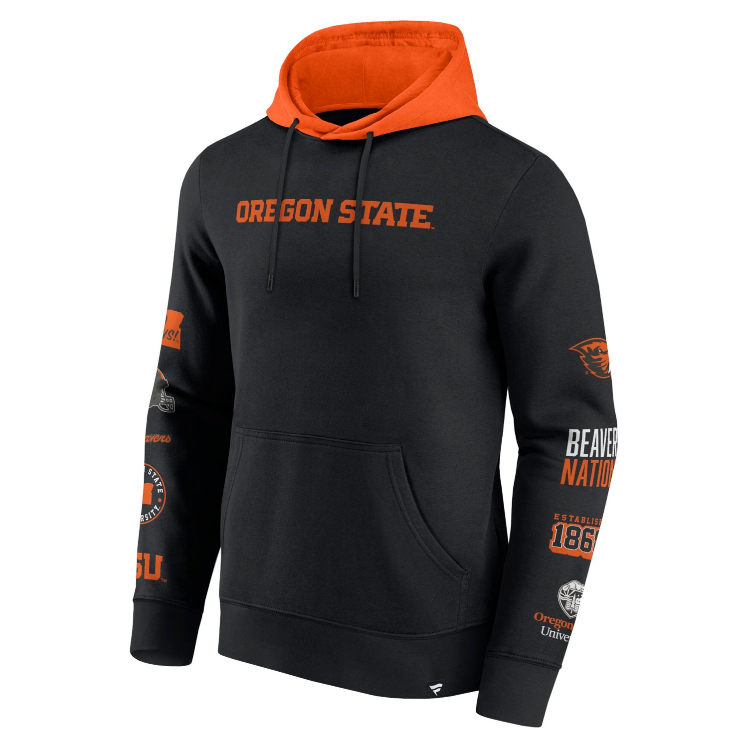 Fanatics Orange Oregon State Beavers Color Block Badge Fleece Pullover Hoodie                                                    - view number 2