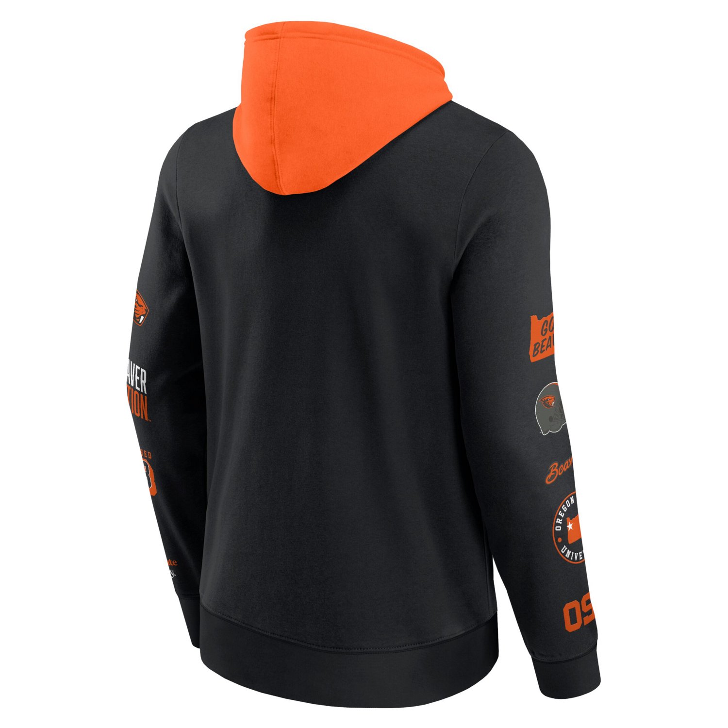 Fanatics Orange Oregon State Beavers Color Block Badge Fleece Pullover Hoodie                                                    - view number 3