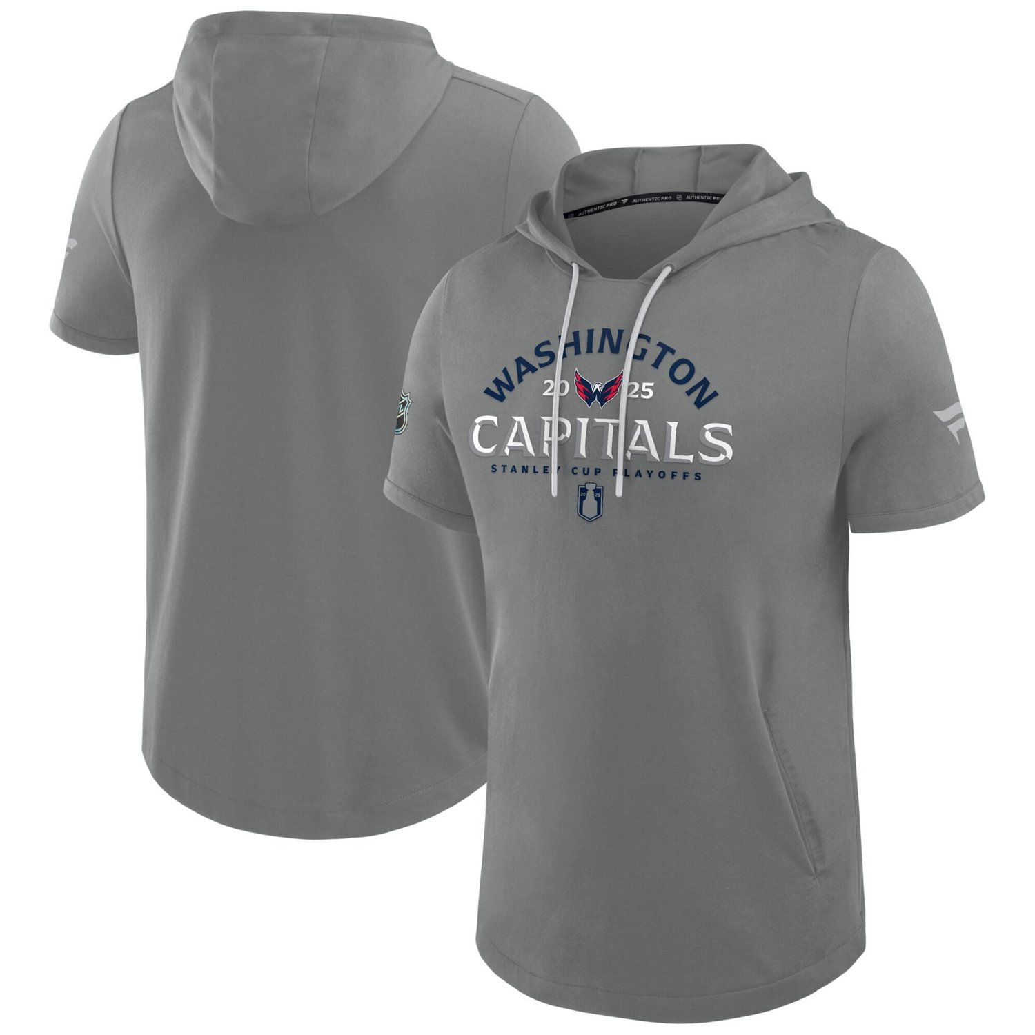 Fanatics Washington Capitals 2025 Stanley Cup Playoffs Authentic Pro Road Performance Short Sleeve Pullover Hoodie - view number 1