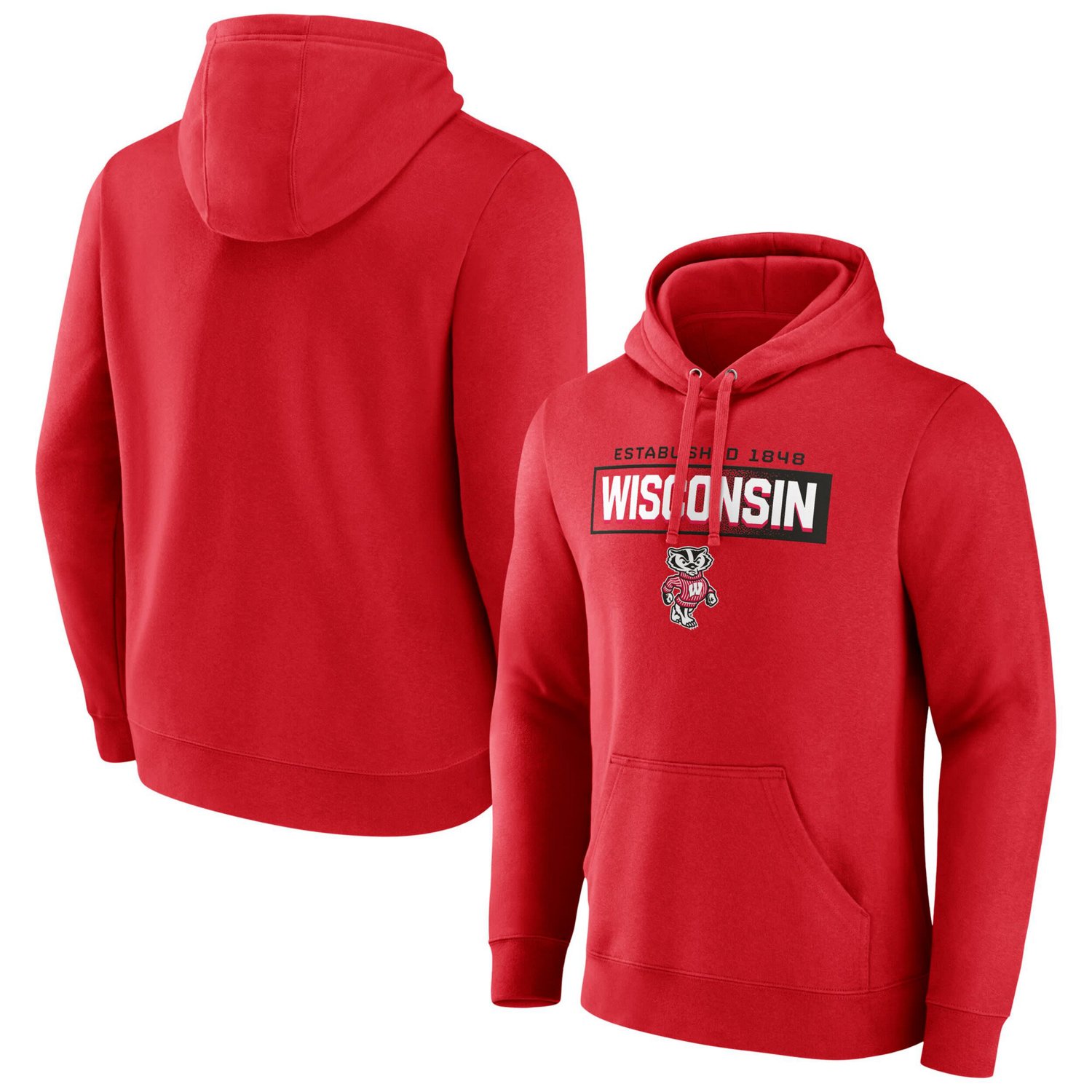 Fanatics Wisconsin Badgers Iconic Fleece Down The Field Pullover Hoodie - view number 1