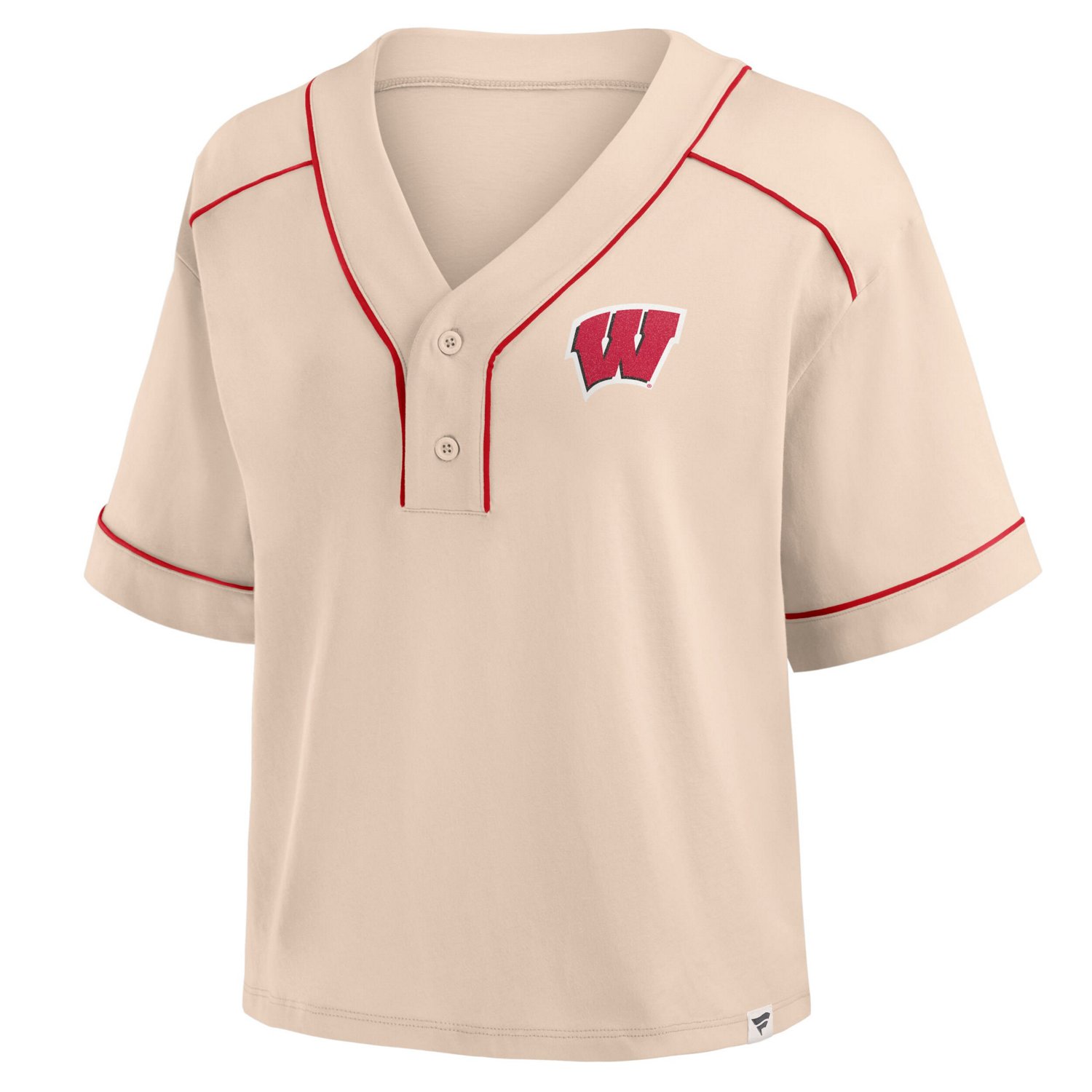 Fanatics Wisconsin Badgers Oversized Dominant Force Midi V-Neck T-Shirt - view number 2