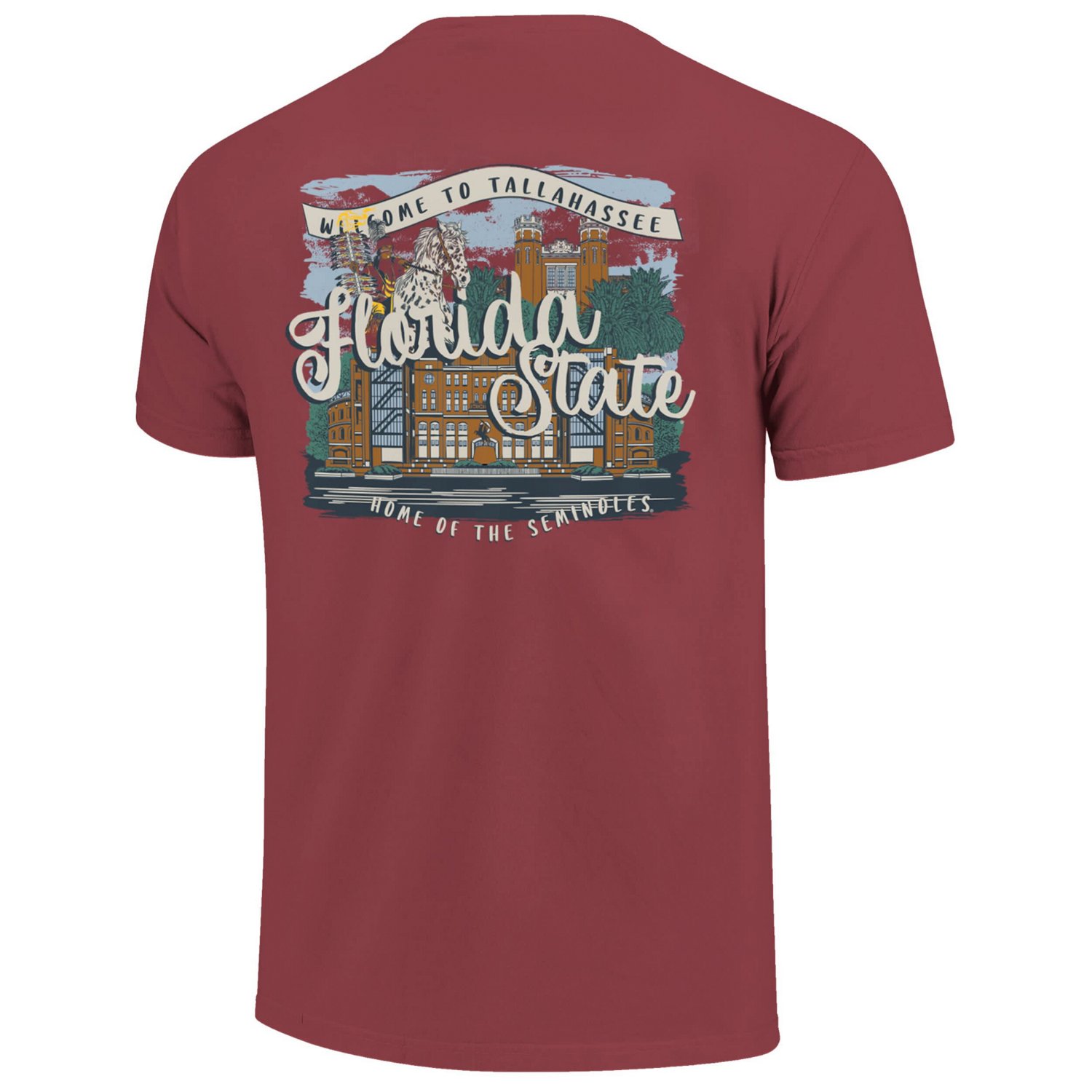 Florida State Seminoles Comfort Colors Campus Scene Drawing Script T-Shirt - view number 3