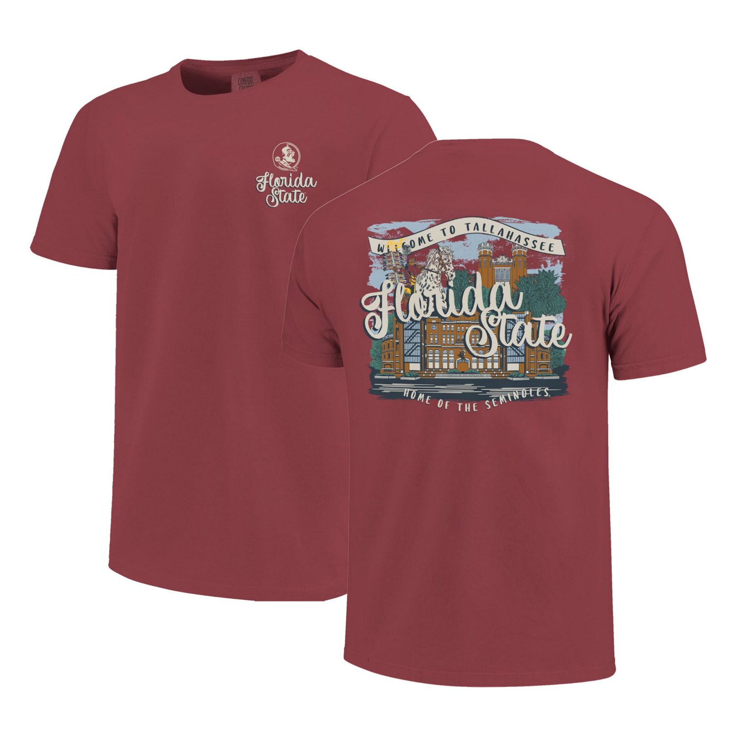 Florida State Seminoles Comfort Colors Campus Scene Drawing Script T-Shirt