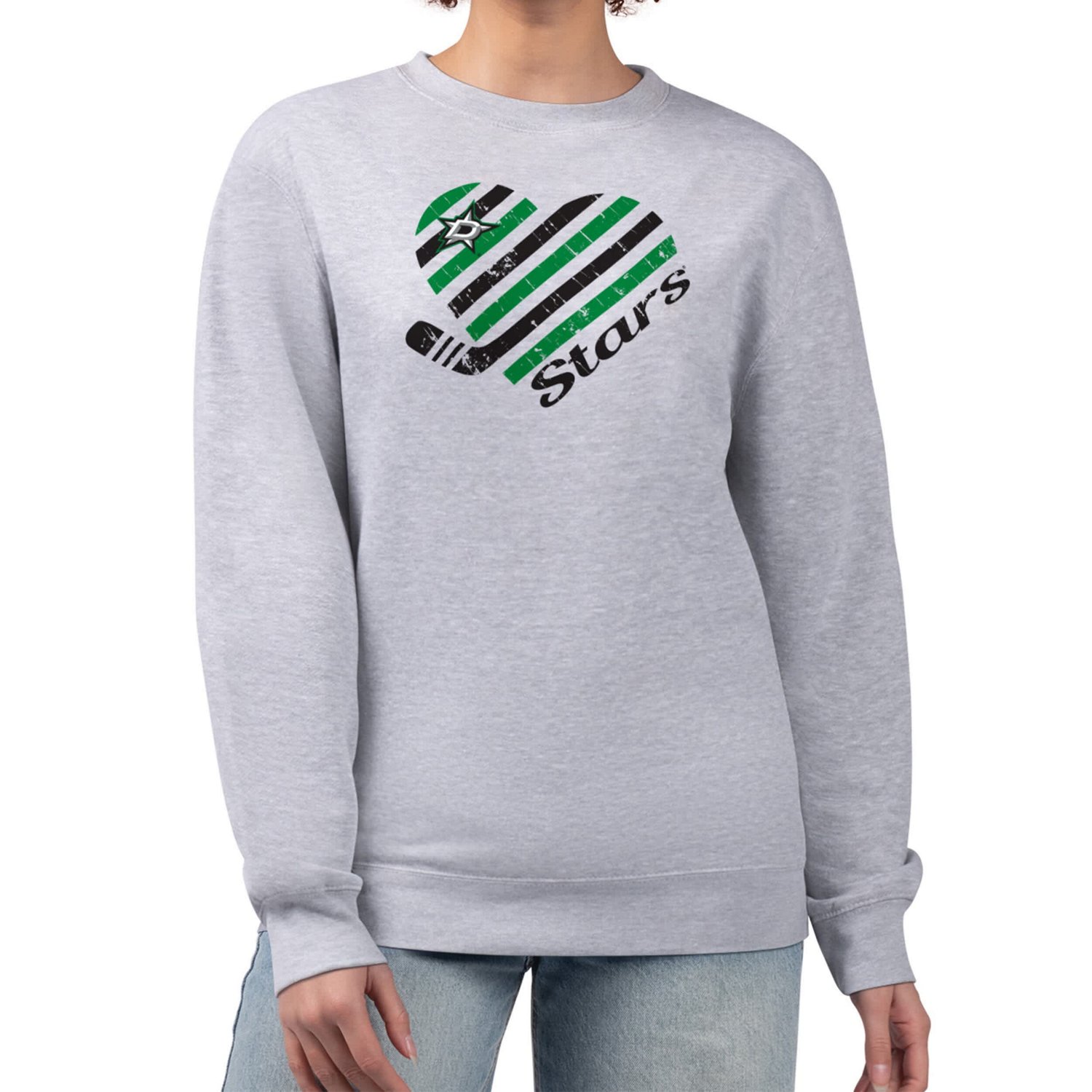 G-III 4Her by Carl Banks Dallas Stars Heart Graphic Pullover Sweatshirt