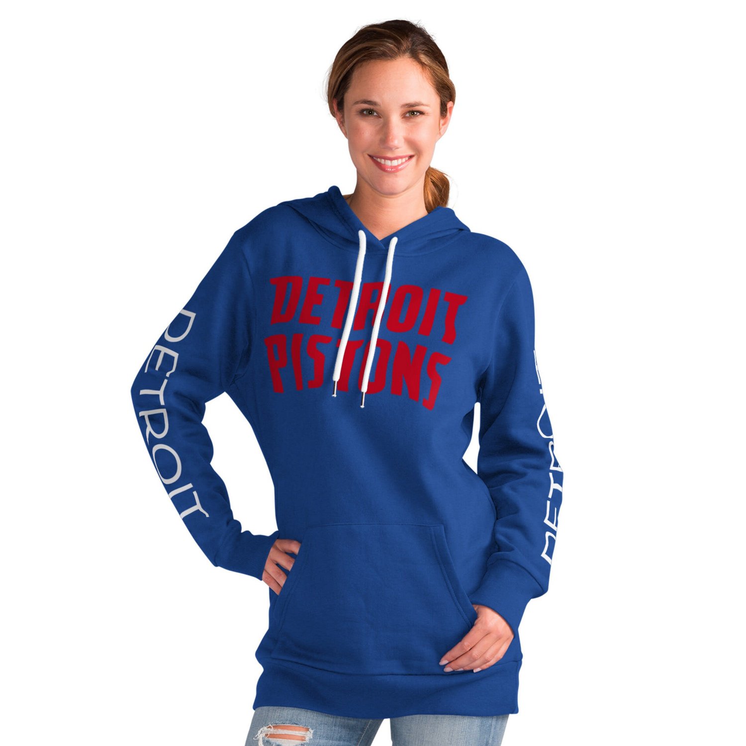 G-III 4Her by Carl Banks Detroit Pistons Base Coach Pullover Hoodie