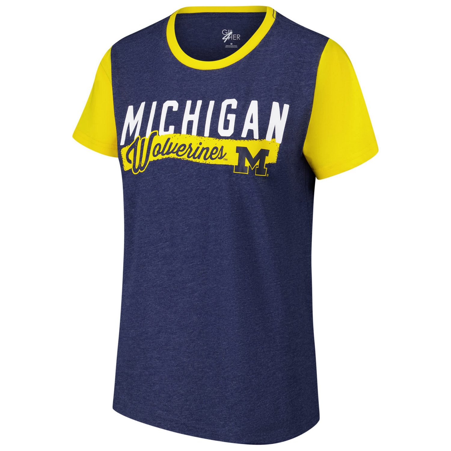 G-III 4Her by Carl Banks Michigan Wolverines Racer Crewneck Ringer T-Shirt - view number 2