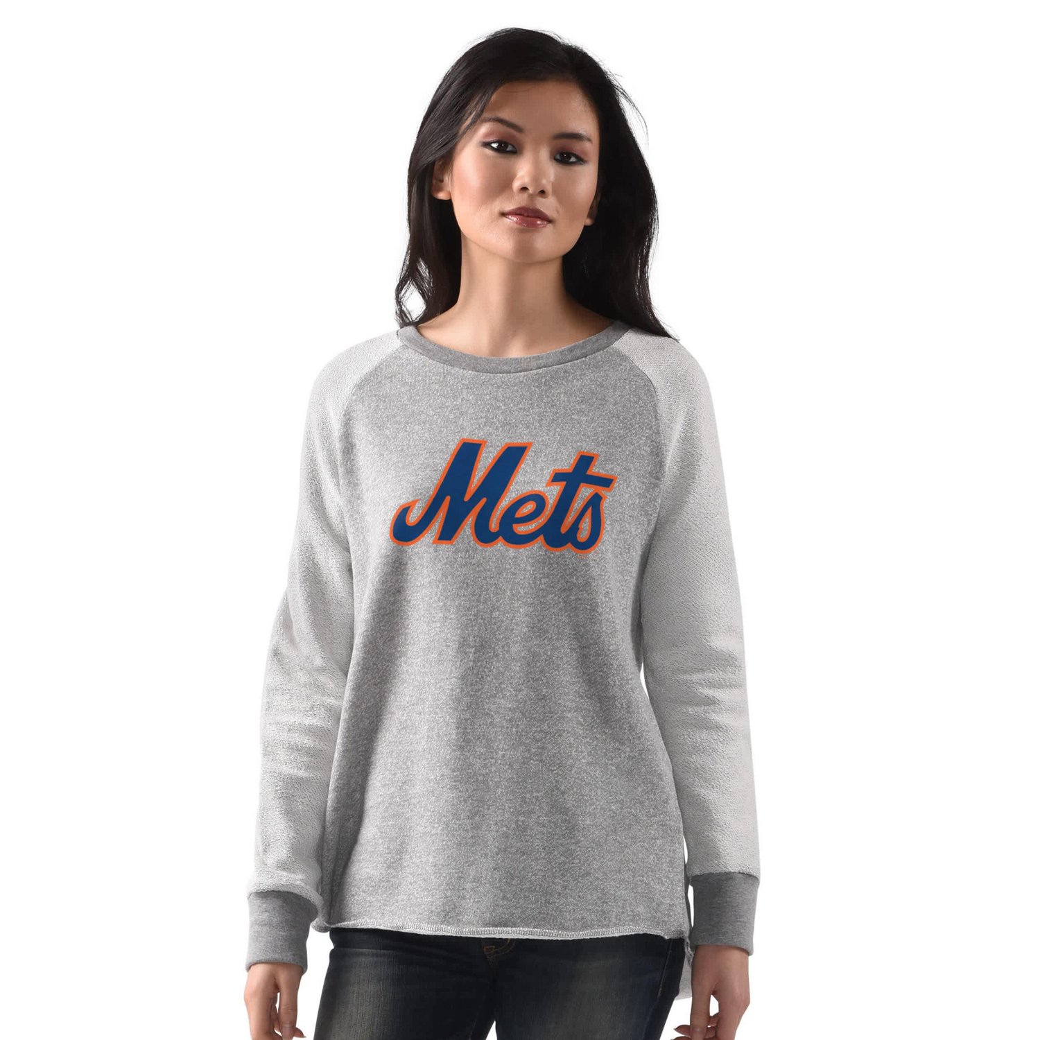 G-III 4Her by Carl Banks New York Mets Gridiron Raglan Pullover Sweatshirt