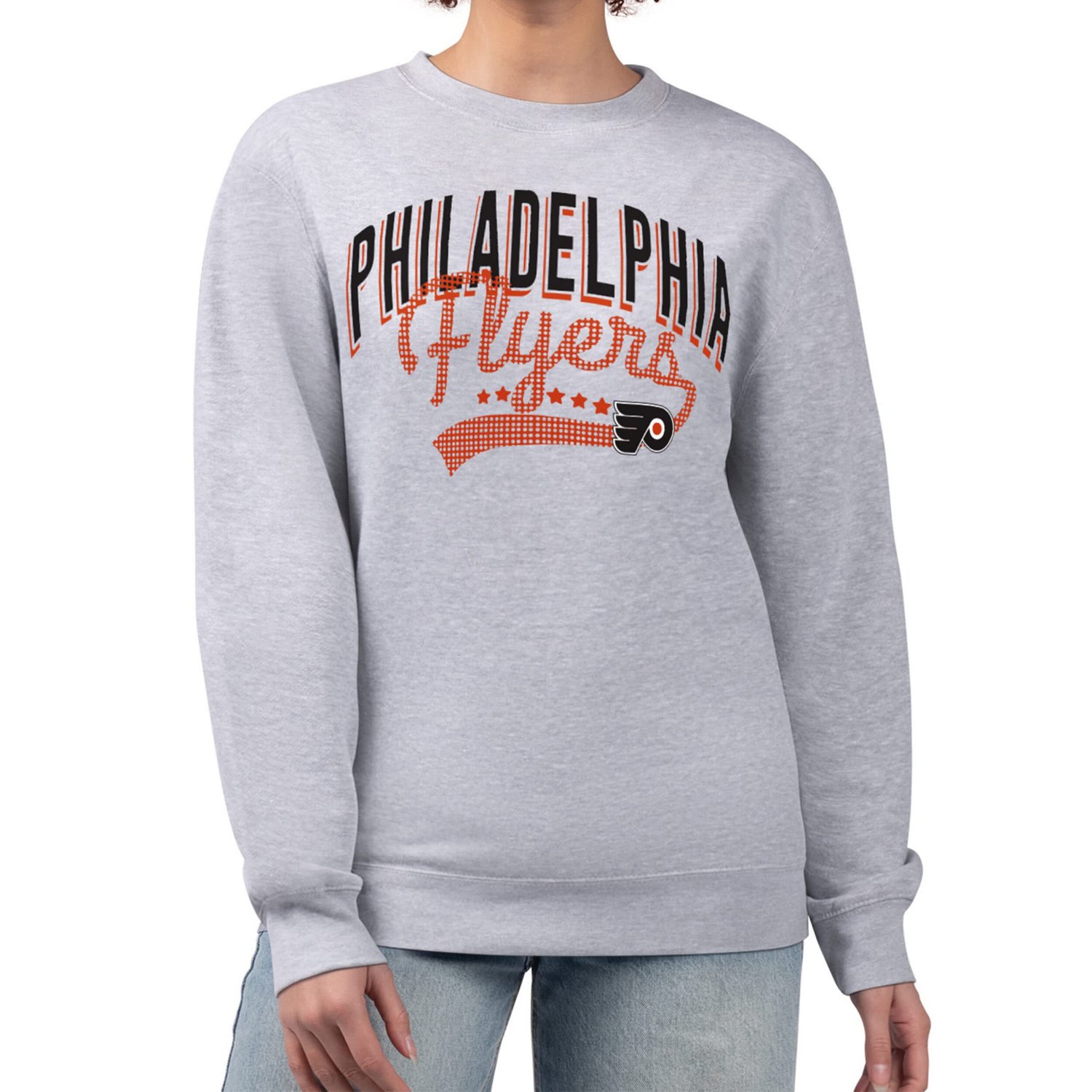 G-III 4Her by Carl Banks Philadelphia Flyers Filigree Team Graphic Fleece Pullover Sweatshirt