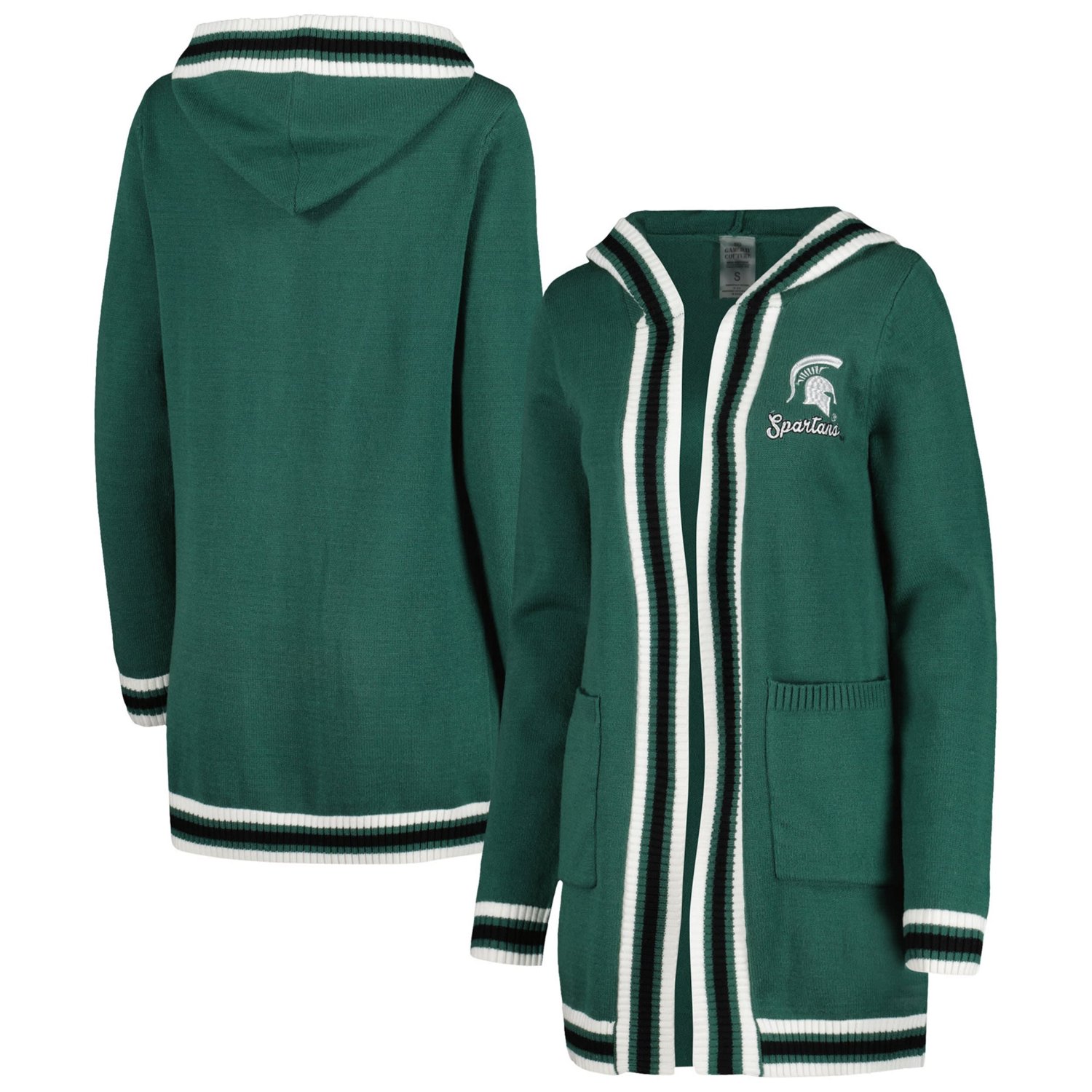 Gameday Couture Michigan State Spartans One More Round Tri-Blend Striped Hooded Cardigan Sweater