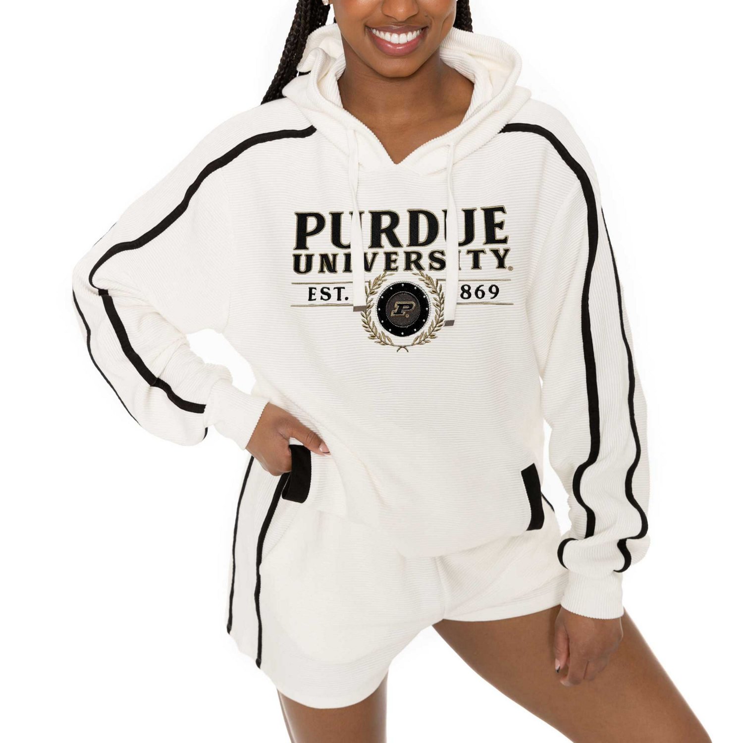 Gameday Couture Purdue Boilermakers Down Set Go Pullover Hoodie and Shorts Set                                                   - view number 3