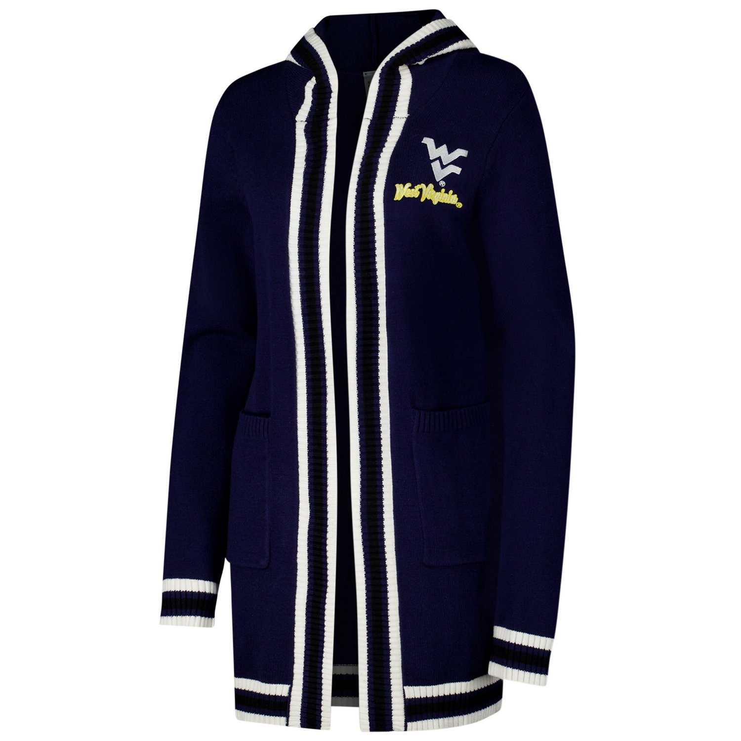 Gameday Couture West Virginia Mountaineers Stripe Detail Tri-Blend Hoodie Cardigan Sweater - view number 2