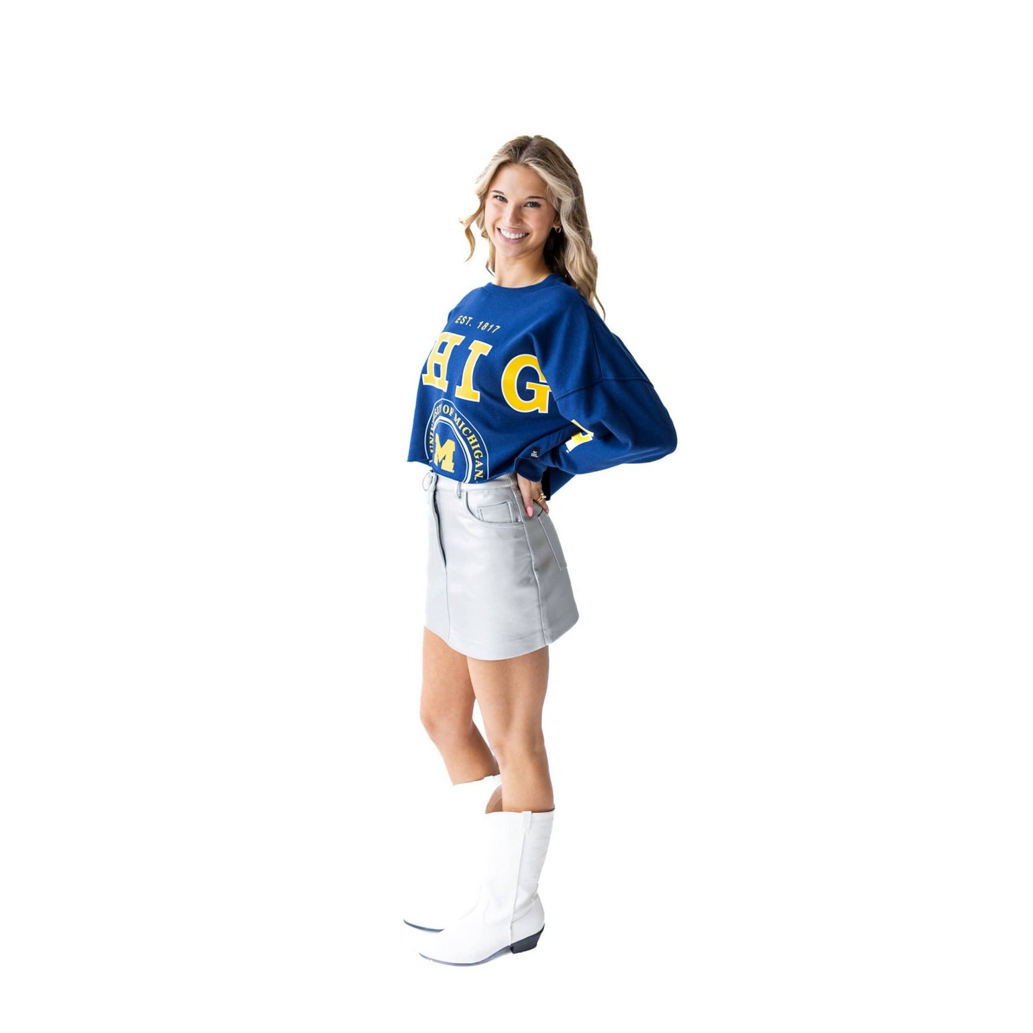 Gameday Social Michigan Wolverines Phipps Cropped Sweatshirt - view number 3