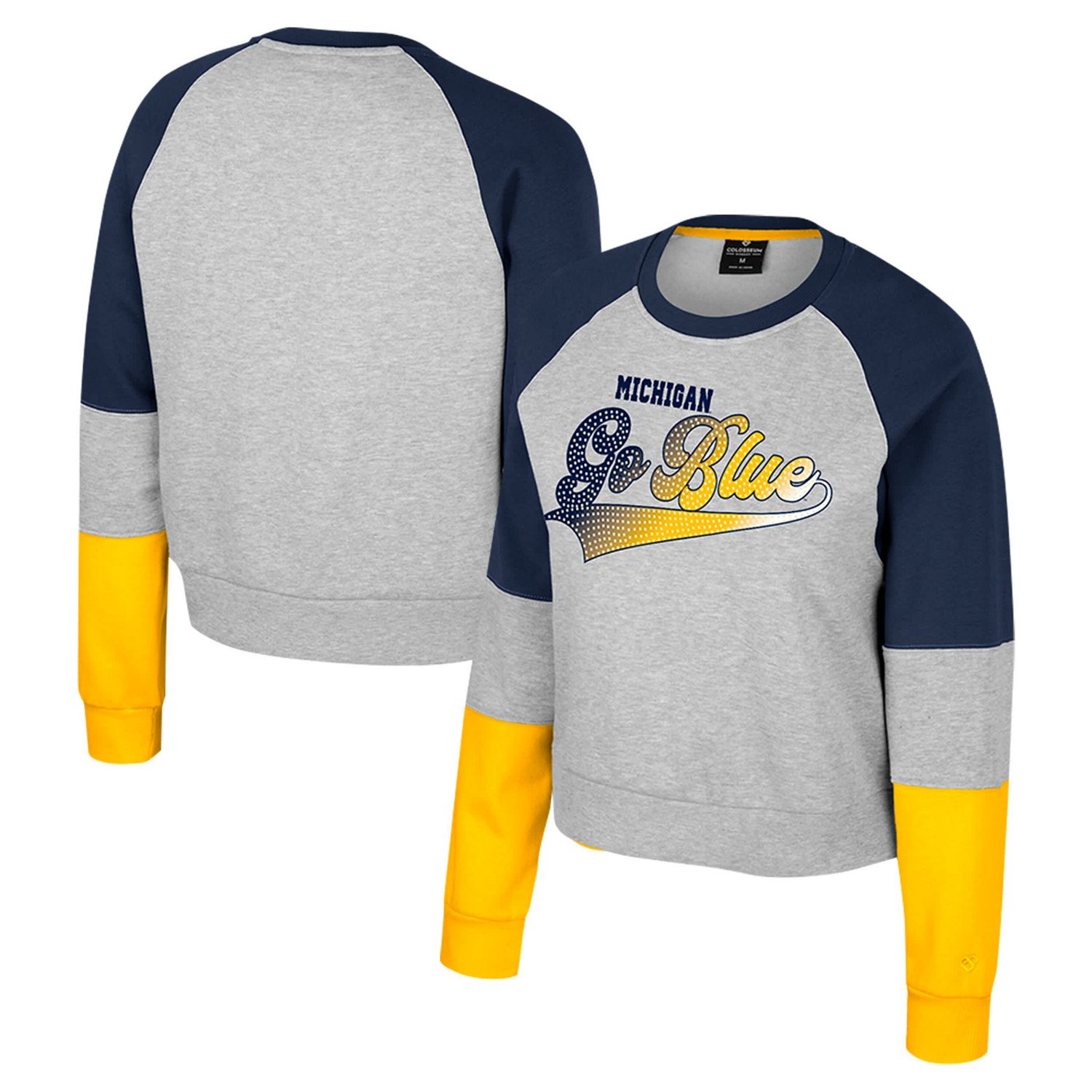 Girls Youth Colosseum Michigan Wolverines Katinka Rhinestone Pullover Sweatshirt