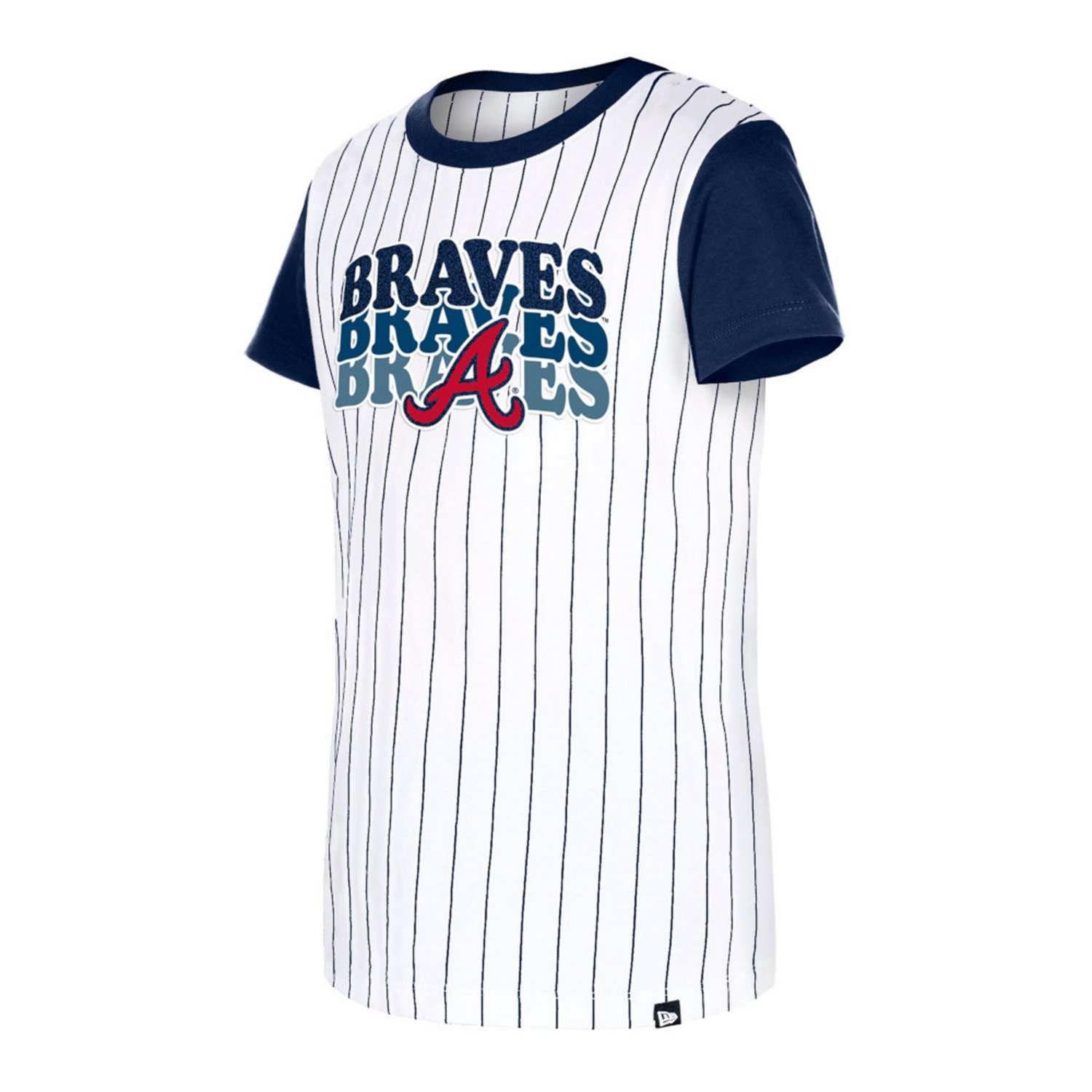 Girls Youth New Era Atlanta Braves Pinstripe T-Shirt                                                                             - view number 2