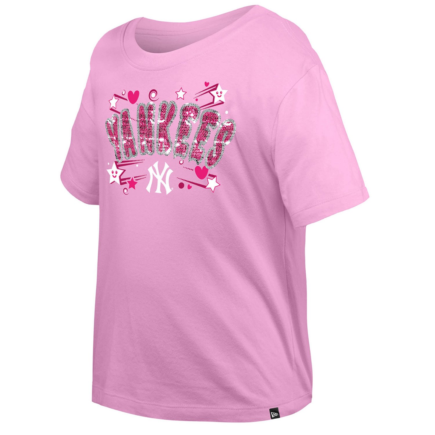 Girls Youth New Era Light New York Yankees Flip Sequin Team T-Shirt - view number 2