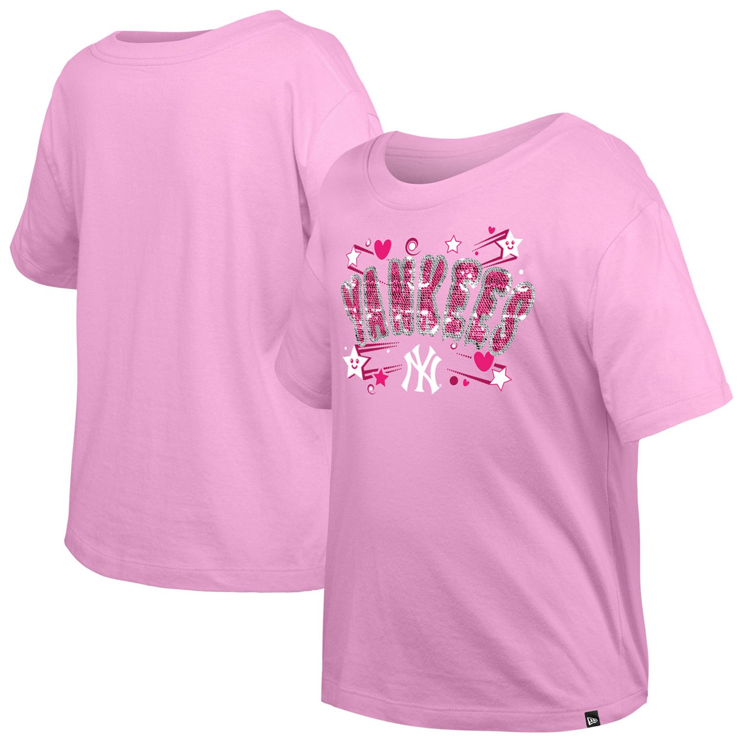 Girls Youth New Era Light New York Yankees Flip Sequin Team T-Shirt - view number 1