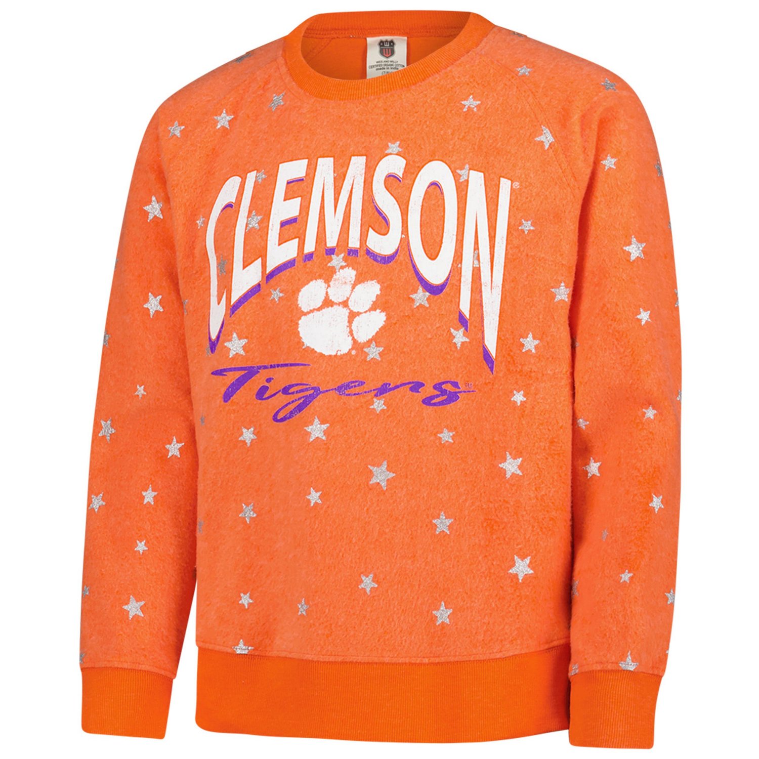 Girls Youth Wes  Willy Clemson Tigers Shimmer Star Reverse Sweatshirt - view number 2