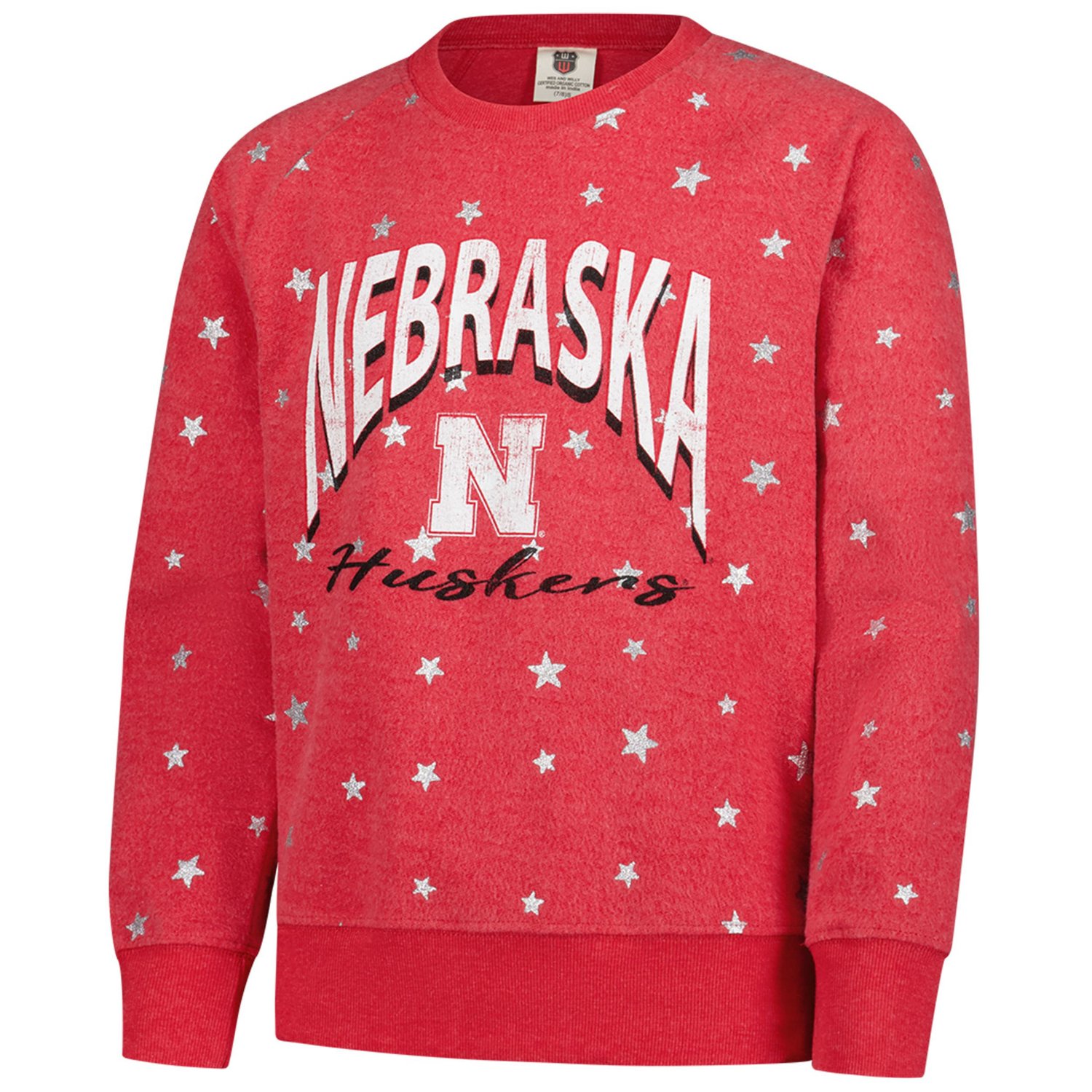 Girls Youth Wes  Willy Nebraska Huskers Shimmer Star Reverse Sweatshirt - view number 2
