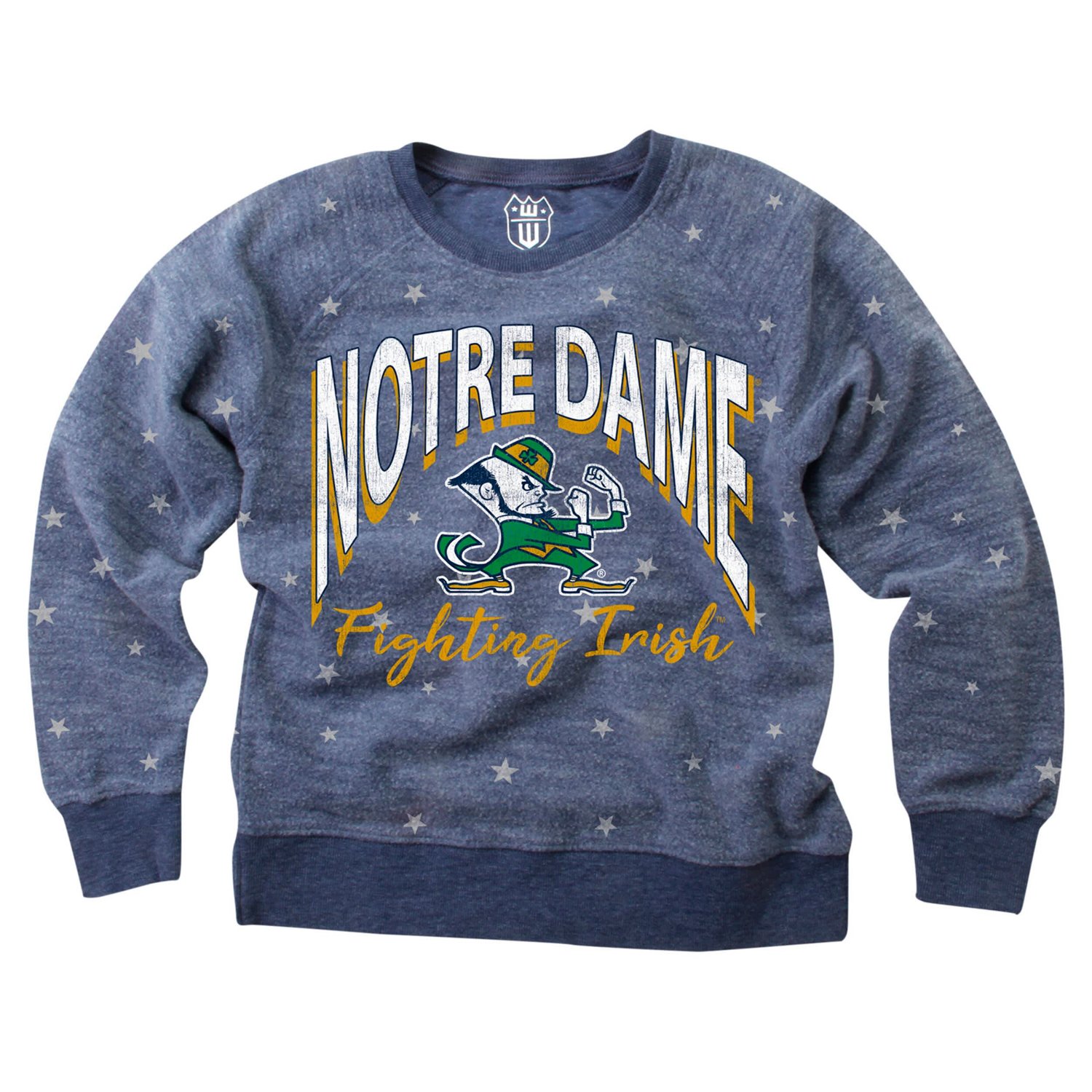 Girls Youth Wes  Willy Notre Dame Fighting Irish Shimmer Star Reverse Fleece Raglan Pullover Sweatshirt - view number 2