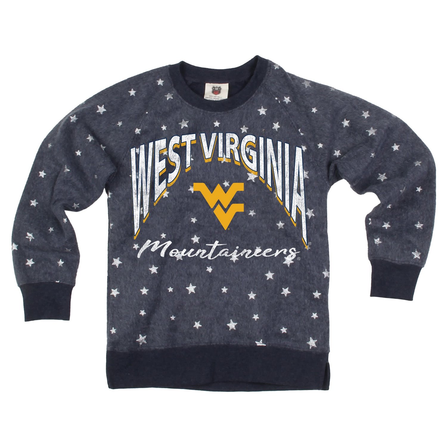 Girls Youth Wes  Willy West Virginia Mountaineers Shimmer Star Reverse Sweatshirt - view number 1