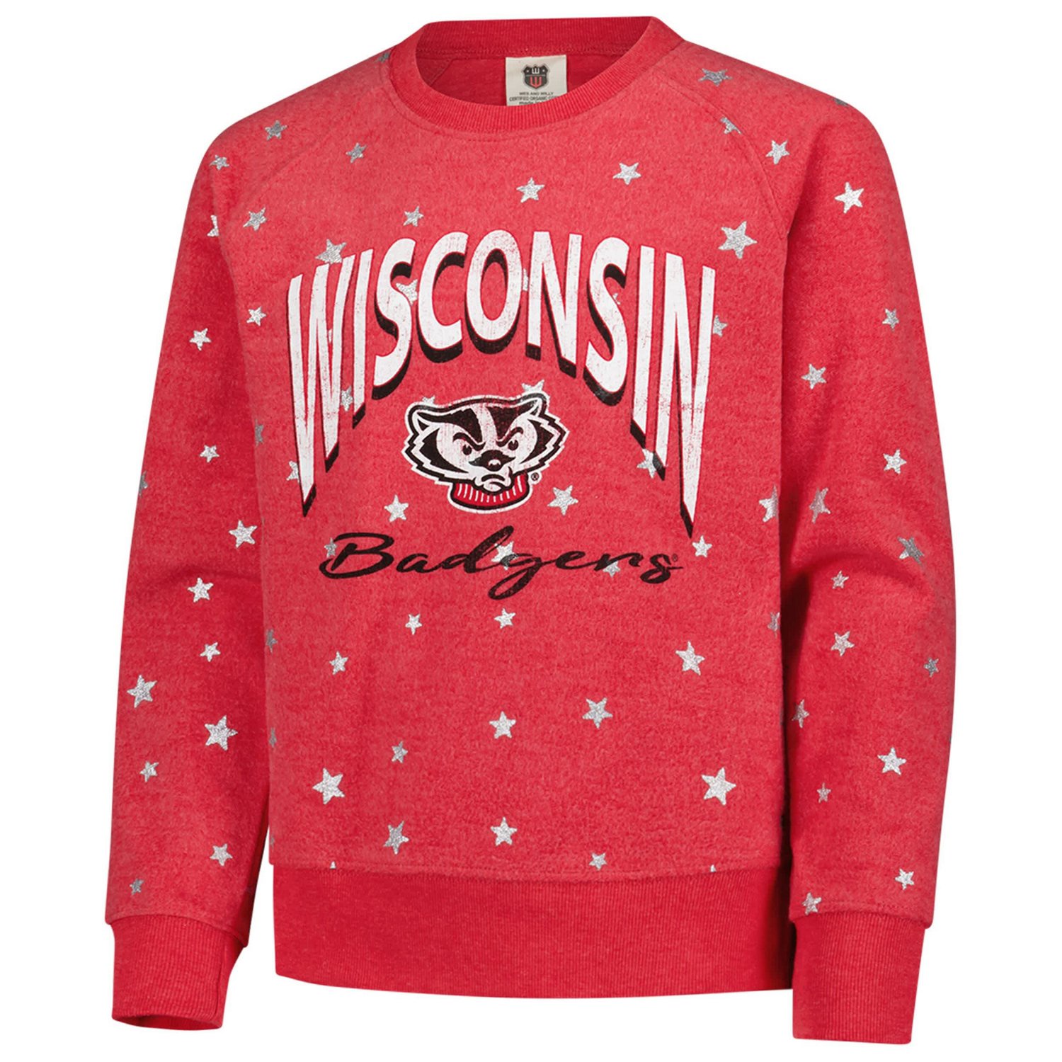 Girls Youth Wes  Willy Wisconsin Badgers Shimmer Star Reverse Sweatshirt - view number 2
