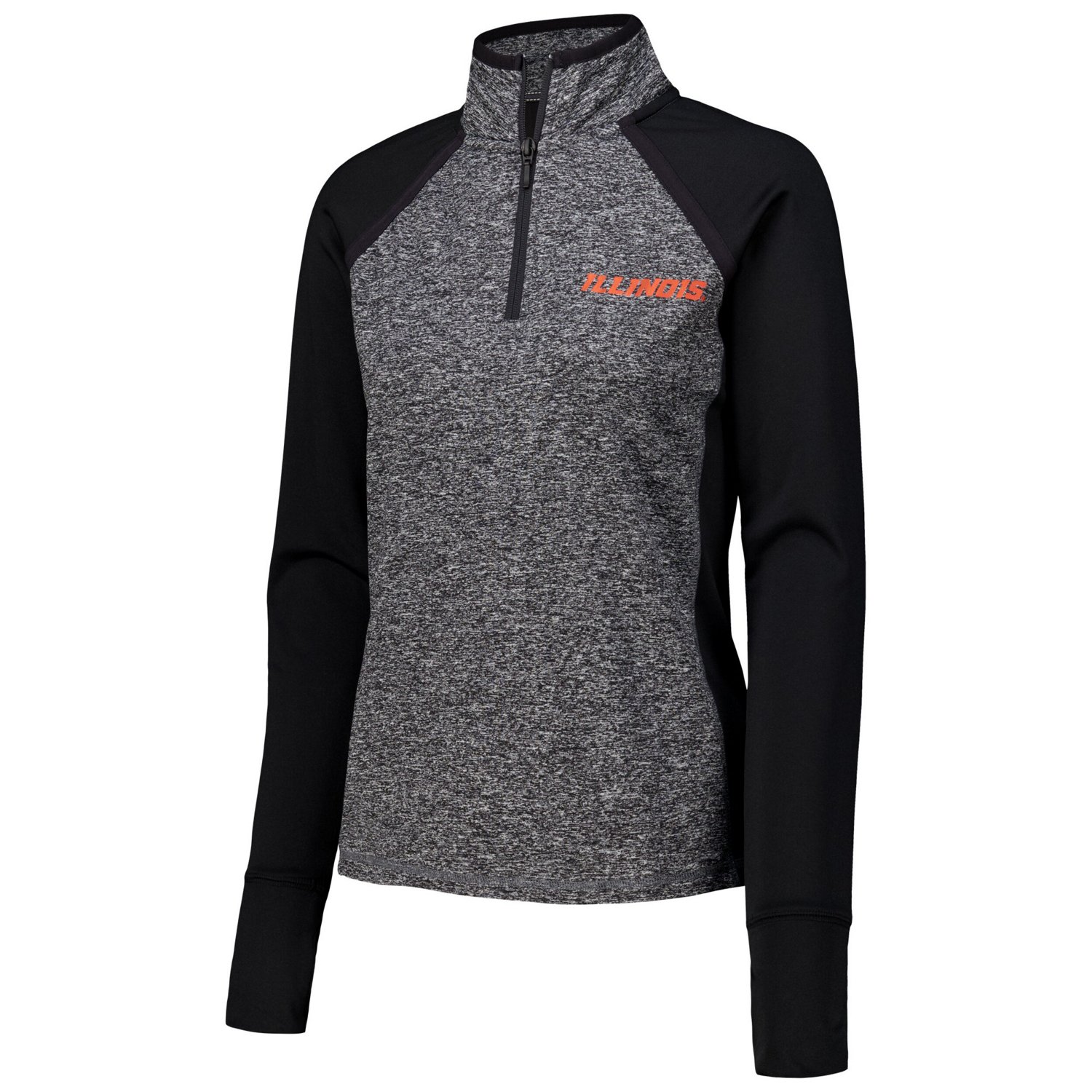 /Heather Gray Illinois Fighting Illini Finalist Raglan Quarter-Zip Jacket - view number 2