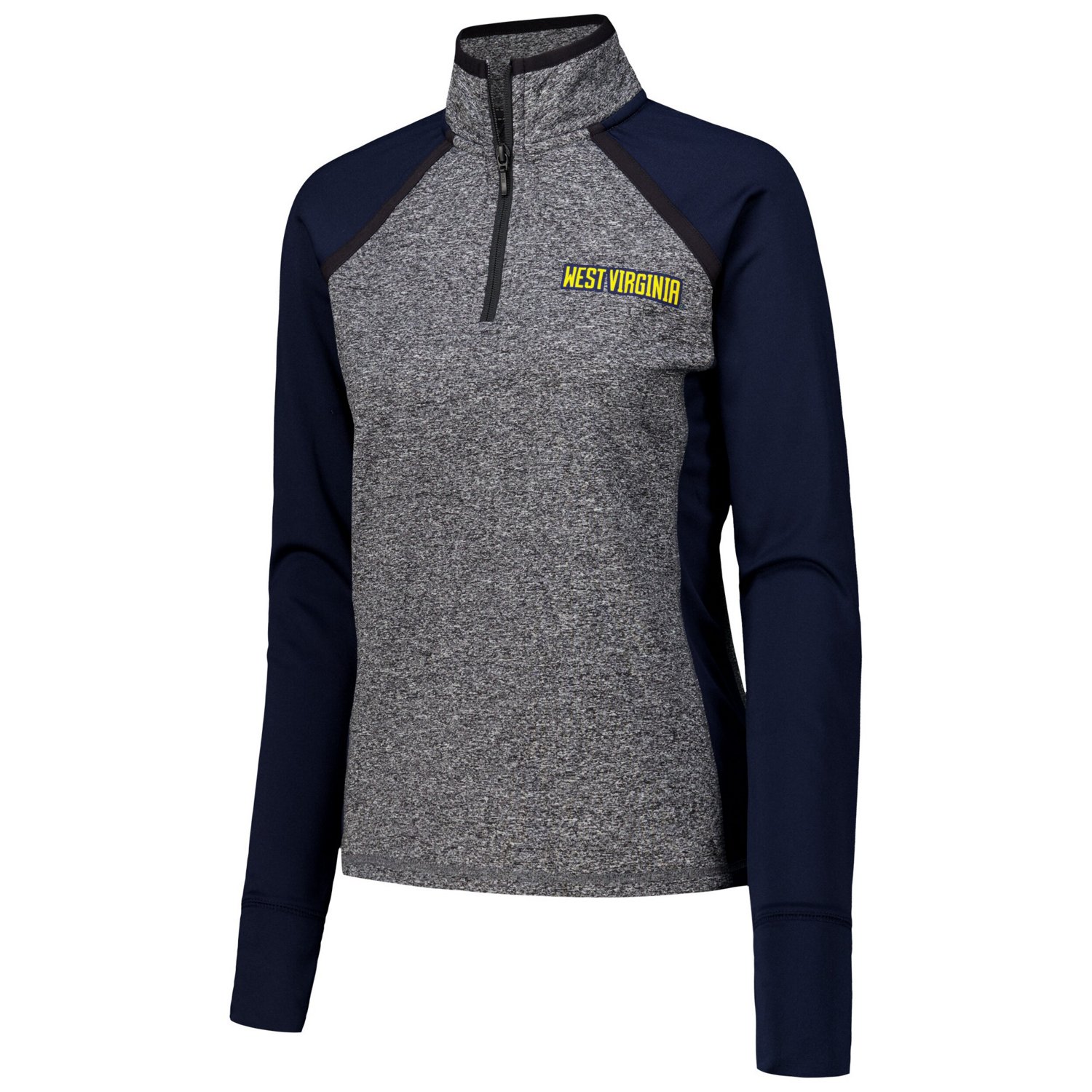 /Heather Gray West Virginia Mountaineers Finalist Raglan Quarter-Zip Jacket - view number 2