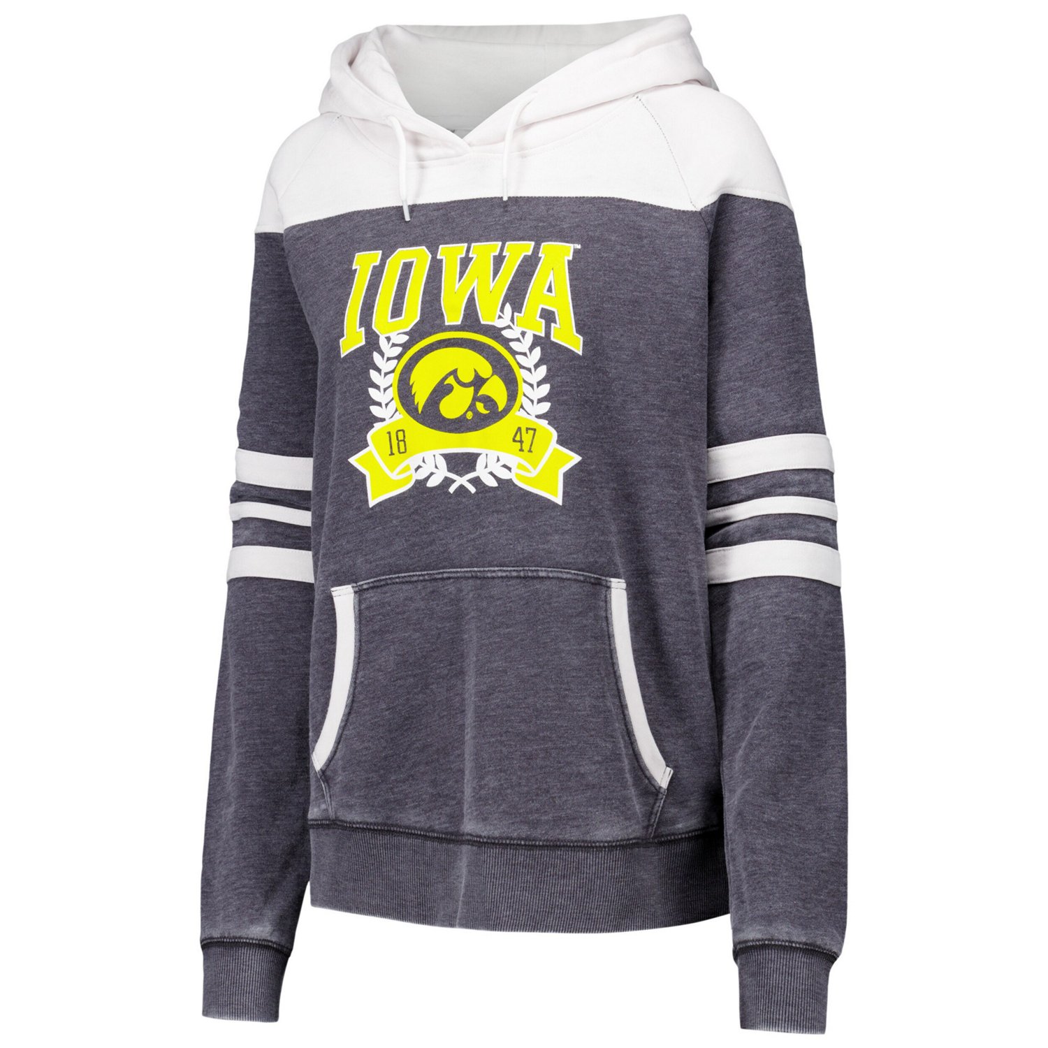 Iowa Hawkeyes Blitz Striped Blocked Raglan Pullover Hoodie - view number 2