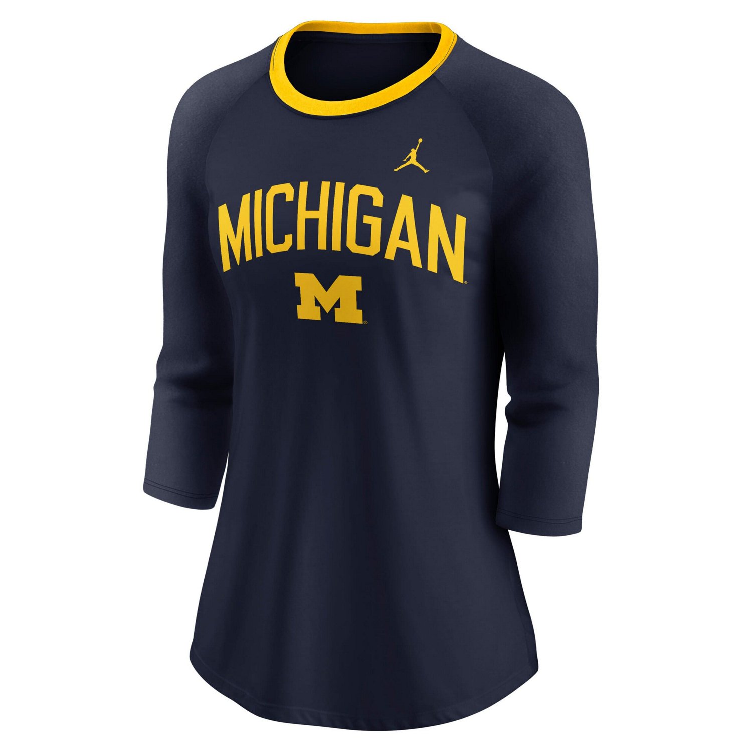 Jordan Brand Michigan Wolverines Tri-Blend Raglan 3 4 Sleeve Top - view number 2