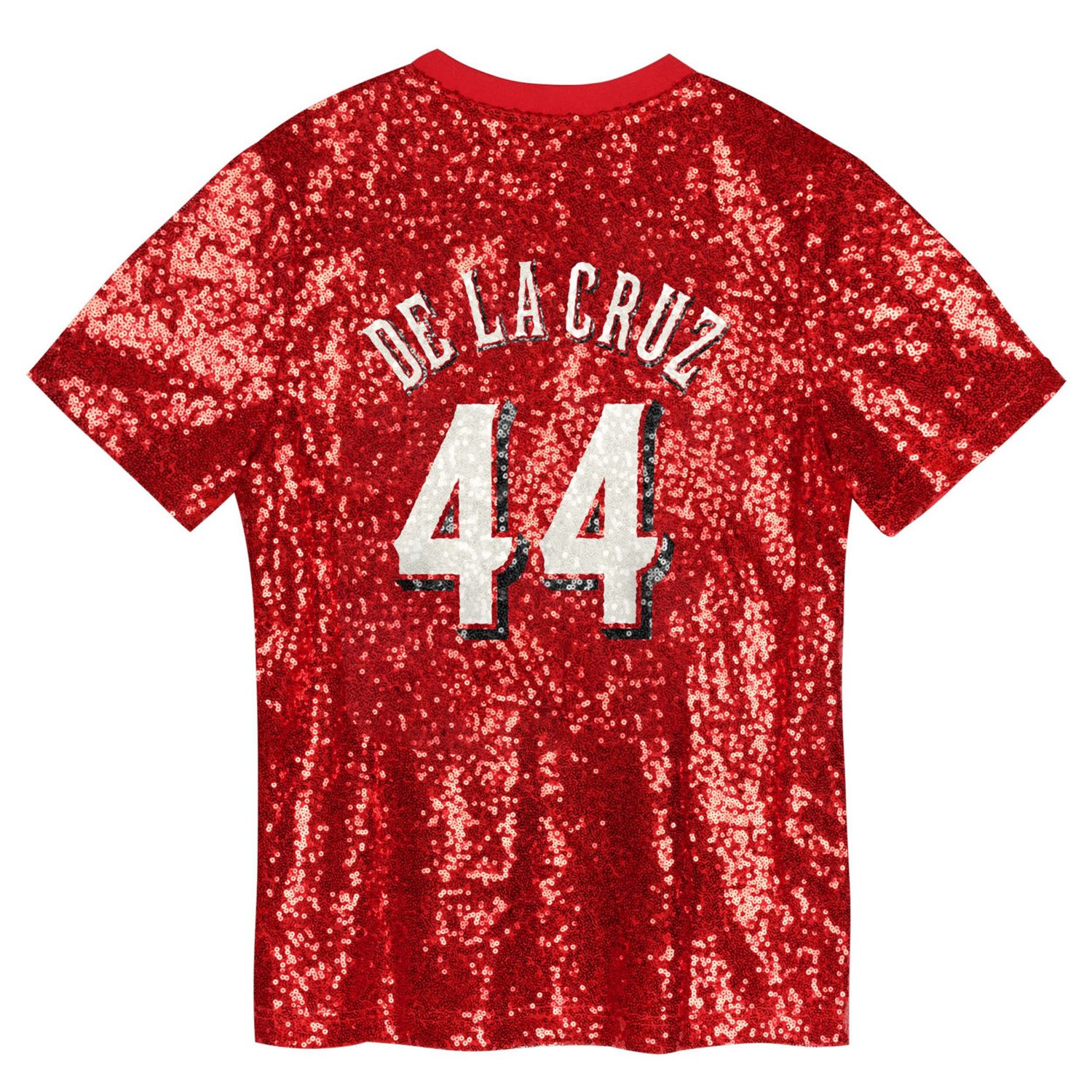 Juniors Elly De La Cruz Cincinnati s Name  Number Sequin V-Neck Top