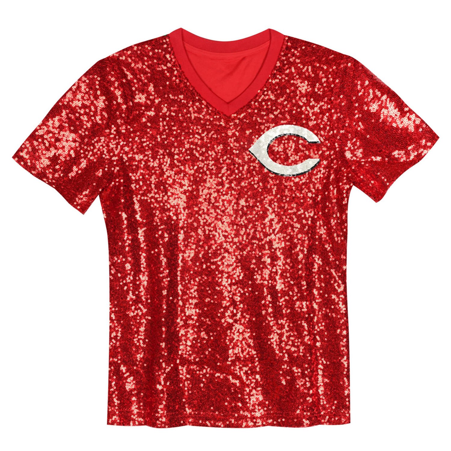 Juniors Elly De La Cruz Cincinnati s Name  Number Sequin V-Neck Top