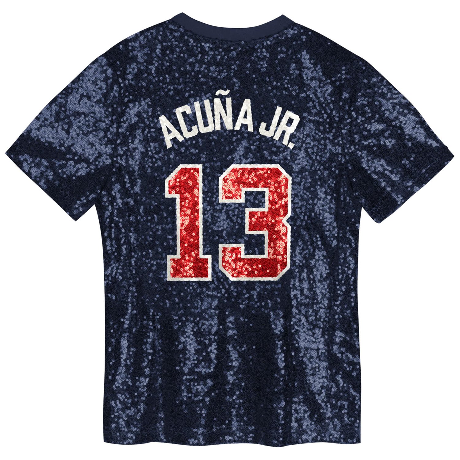 Juniors Ronald Acua Jr Atlanta Braves Name  Number Sequin V-Neck Top