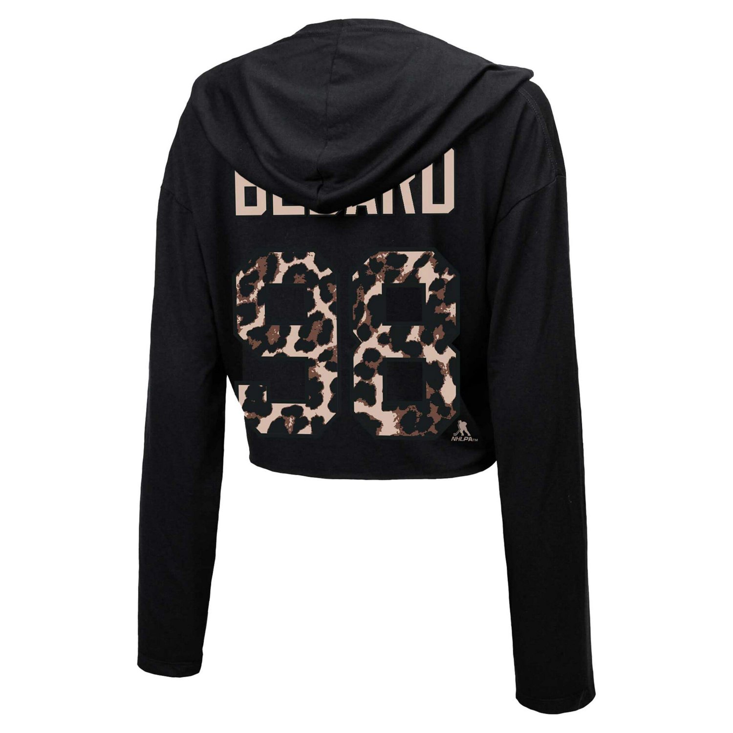 Majestic Threads Connor Bedard Chicago hawks Leopard Print Name  Number Cropped Pullover Hoodie                                  - view number 3