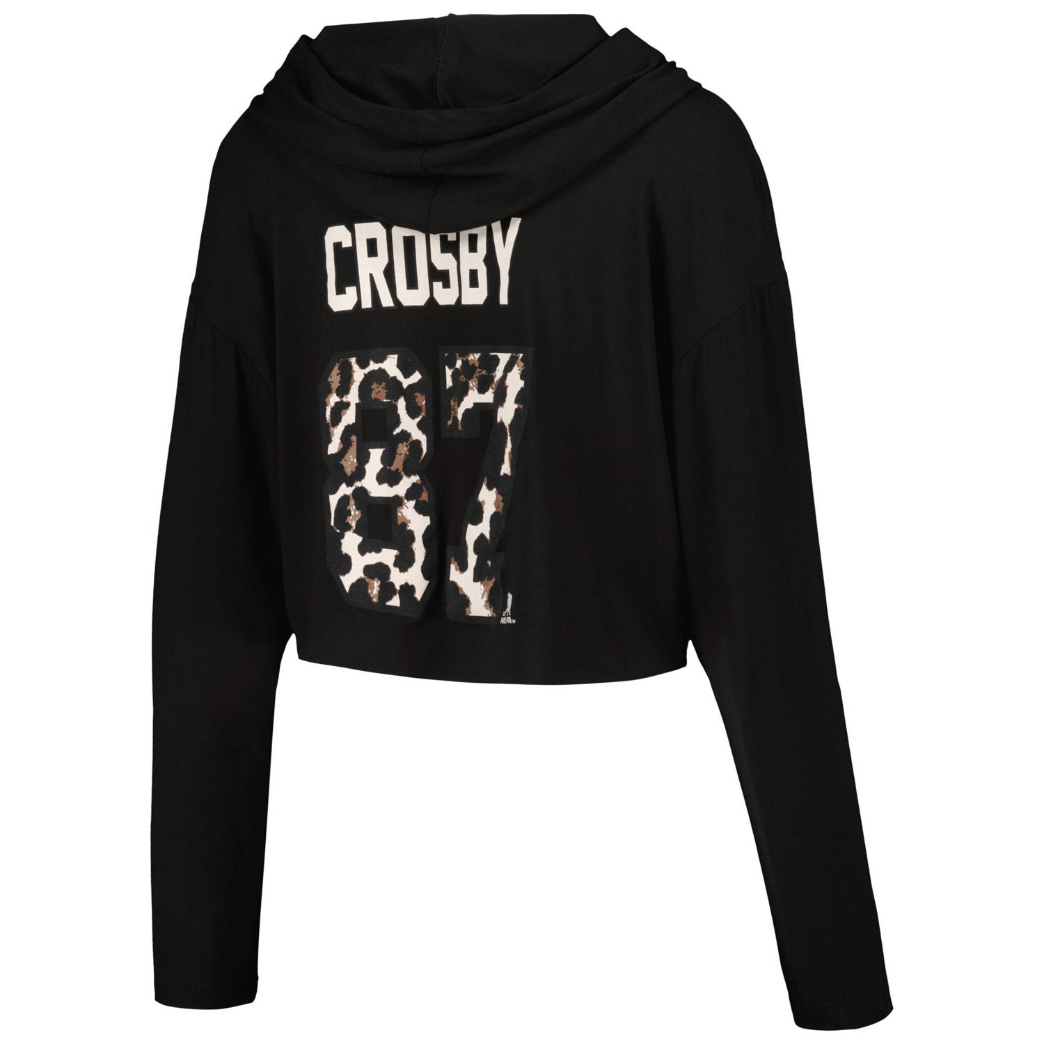 Majestic Threads Sidney Crosby Pittsburgh Penguins Leopard Print Name  Number Cropped Pullover Hoodie