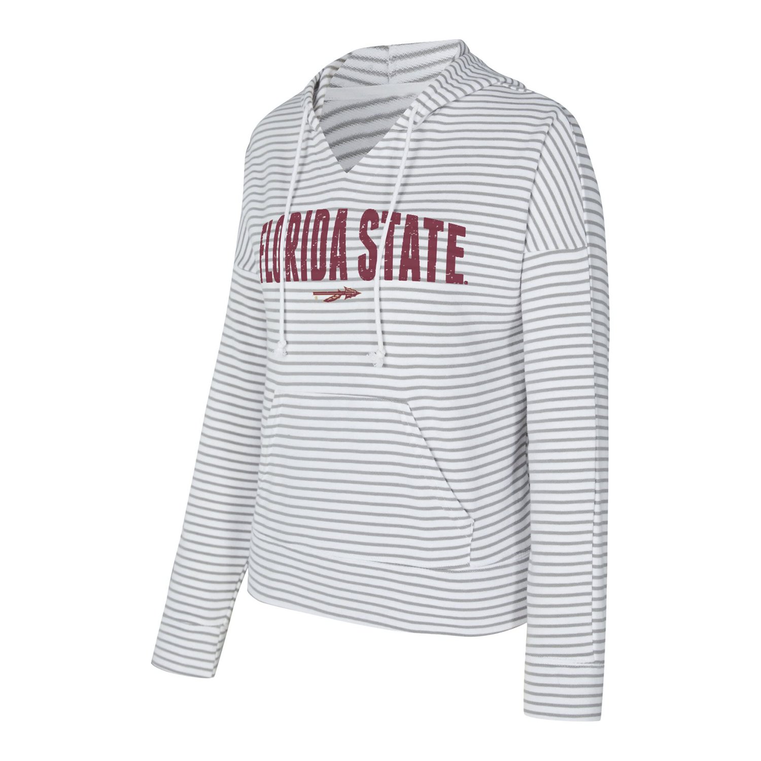 Men's Concepts Sport Gray Florida State Seminoles French Terry Striped V-Neck Pullover Hoodie - view number 2