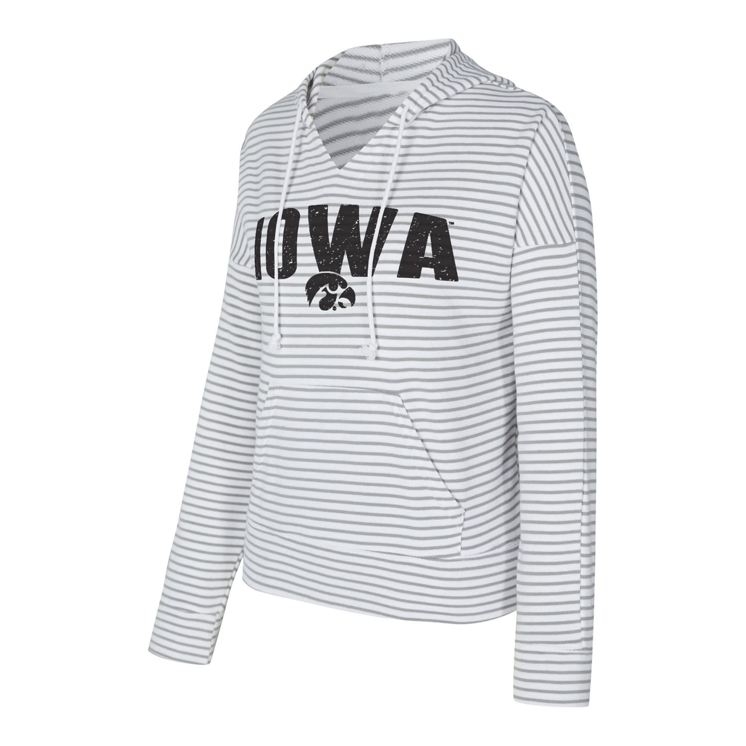 Men's Concepts Sport Gray Iowa Hawkeyes French Terry Striped V-Neck Pullover Hoodie - view number 2