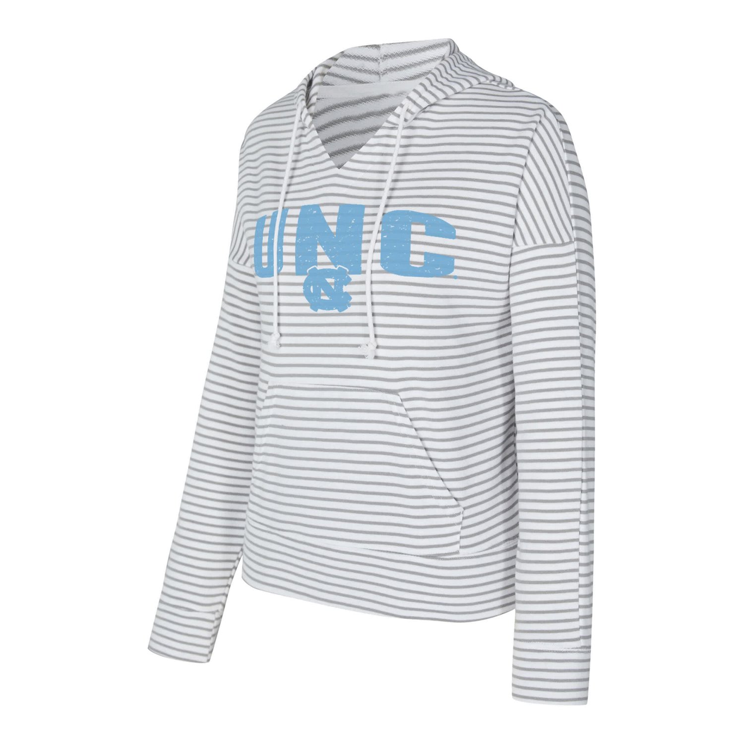 Men's Concepts Sport Gray North Carolina Tar Heels French Terry Striped V-Neck Pullover Hoodie - view number 2