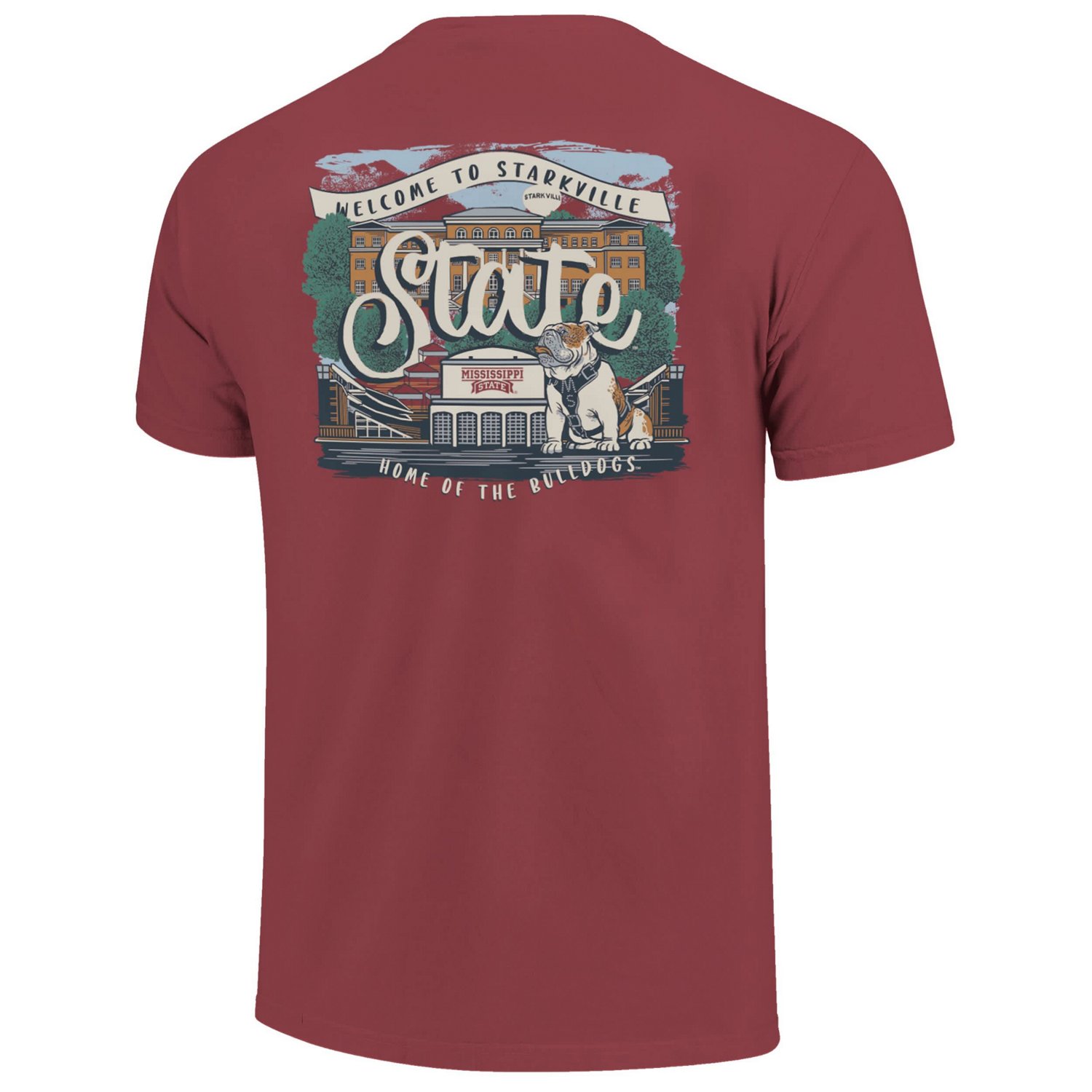 Mississippi State Bulldogs Comfort Colors Campus Scene Drawing Script T-Shirt - view number 3