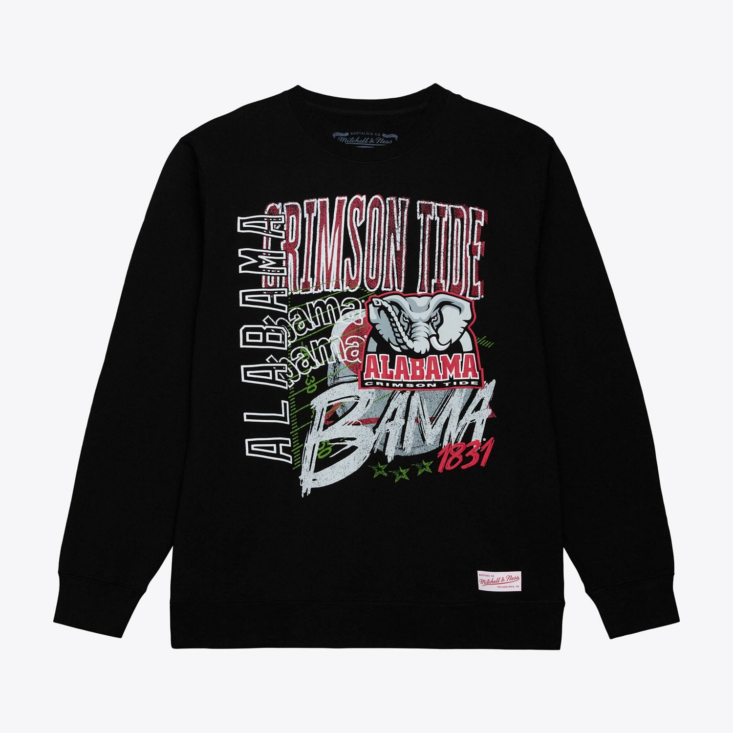 Mitchell  Ness Alabama Crimson Tide Half Time Fleece Crewneck Sweatshirt