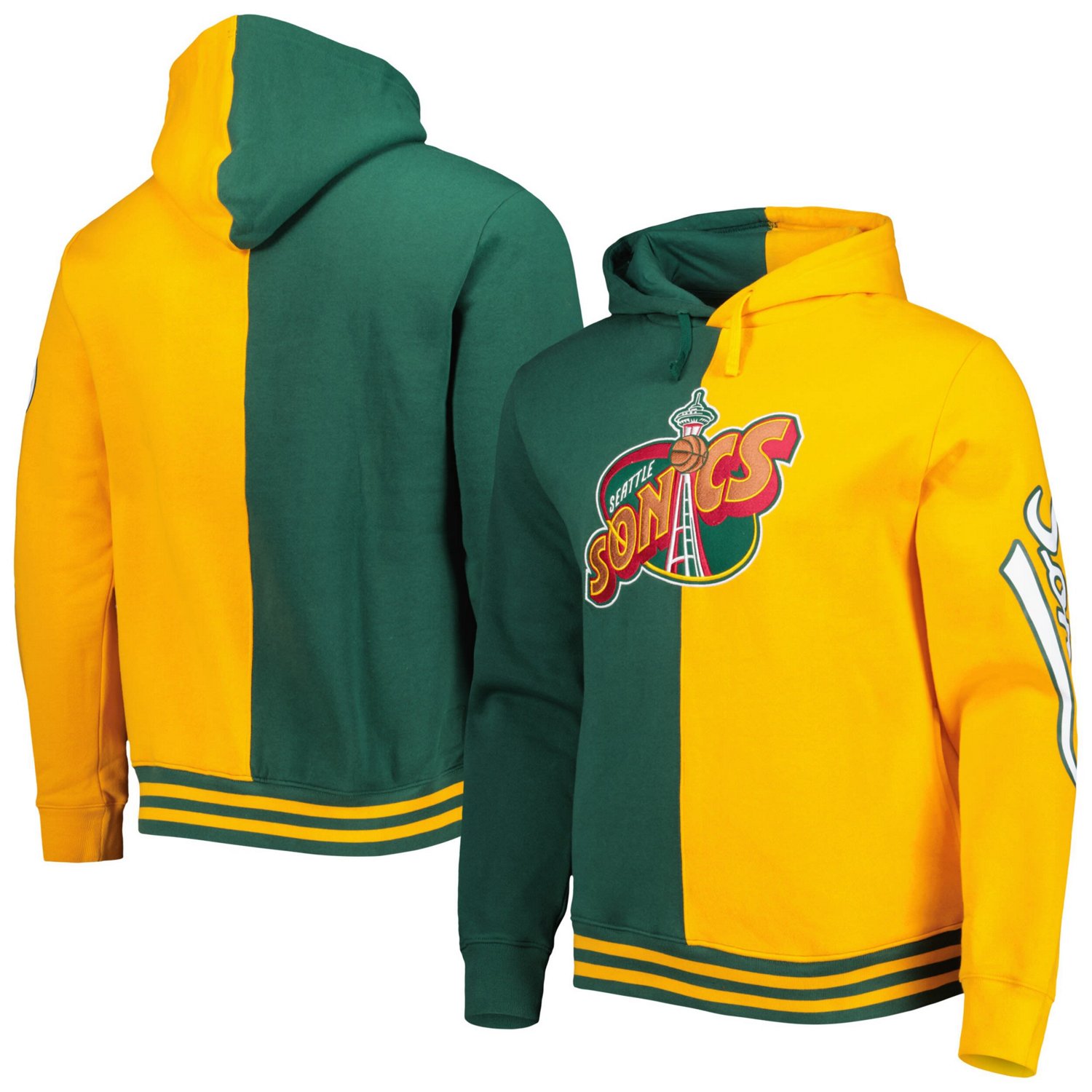 Mitchell  Ness Gold Seattle SuperSonics Hardwood Classics Split Pullover Hoodie