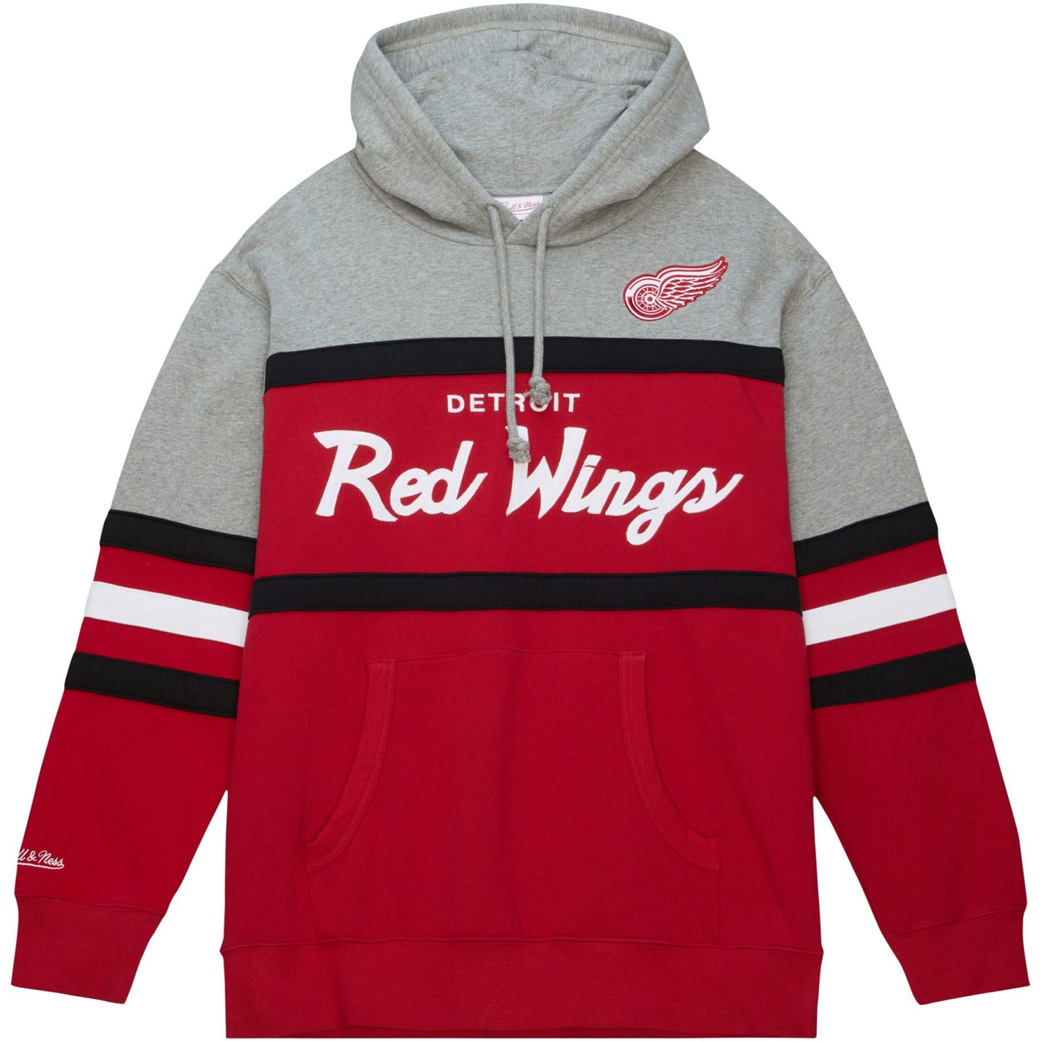 Mitchell  Ness Gray Detroit Wings Head Coach Pullover Hoodie