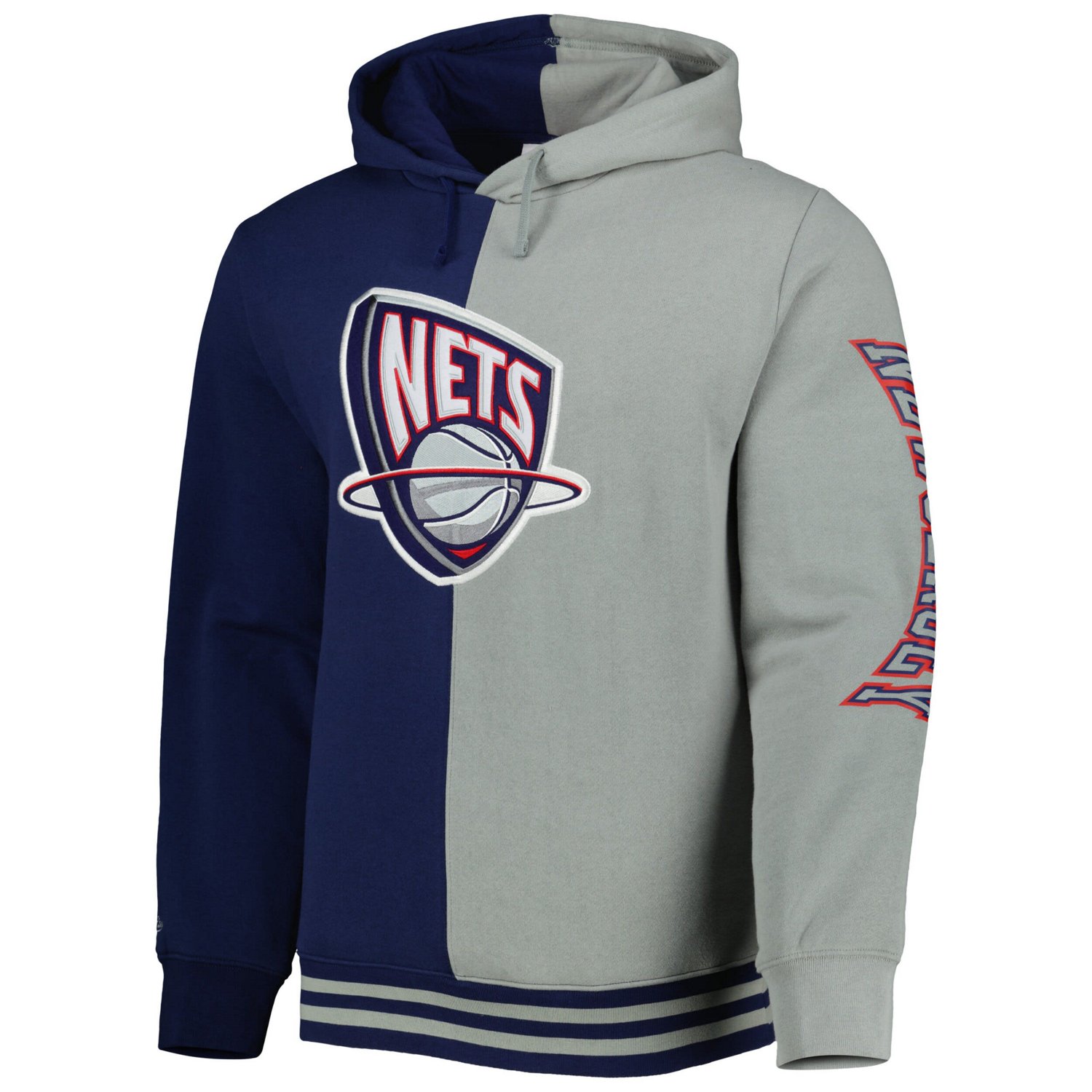 Mitchell  Ness Gray New Jersey Nets Hardwood Classics Split Pullover Hoodie