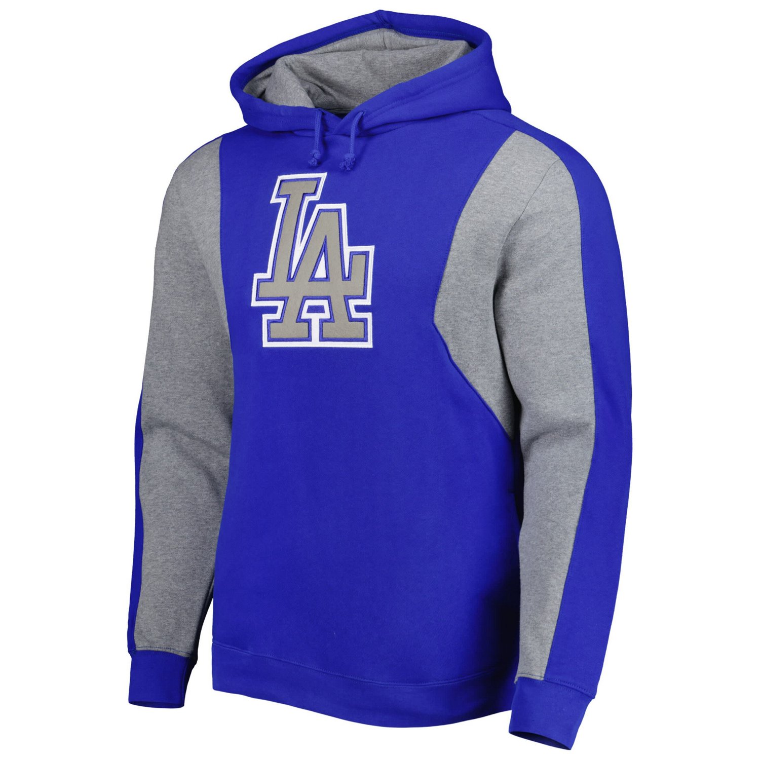 Mitchell  Ness Heather Gray Los Angeles Dodgers Colorblocked Fleece Pullover Hoodie - view number 2