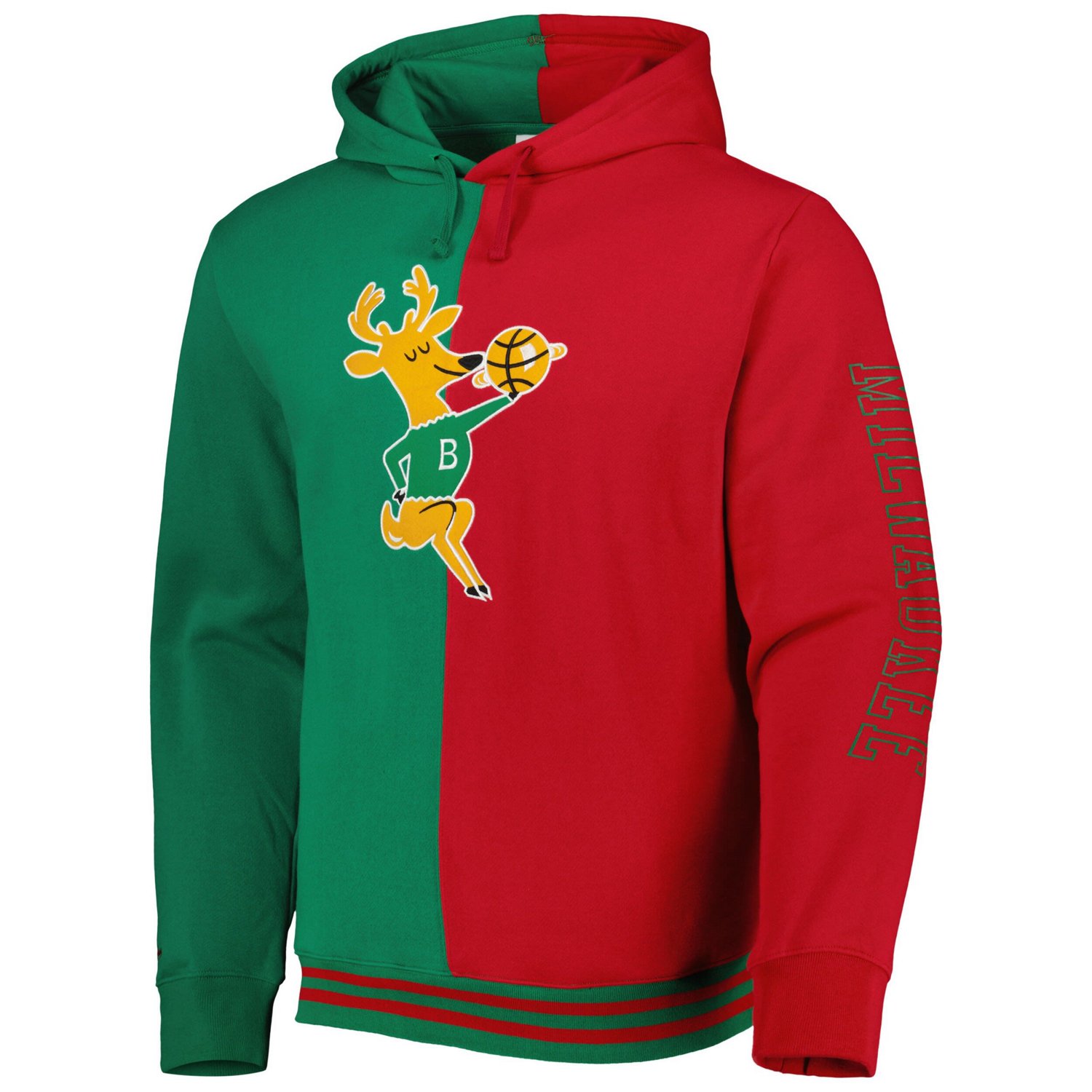 Mitchell & Ness Men’s Milwaukee Bucks Hardwood Classics Split Pullover Hoodie - view number 2