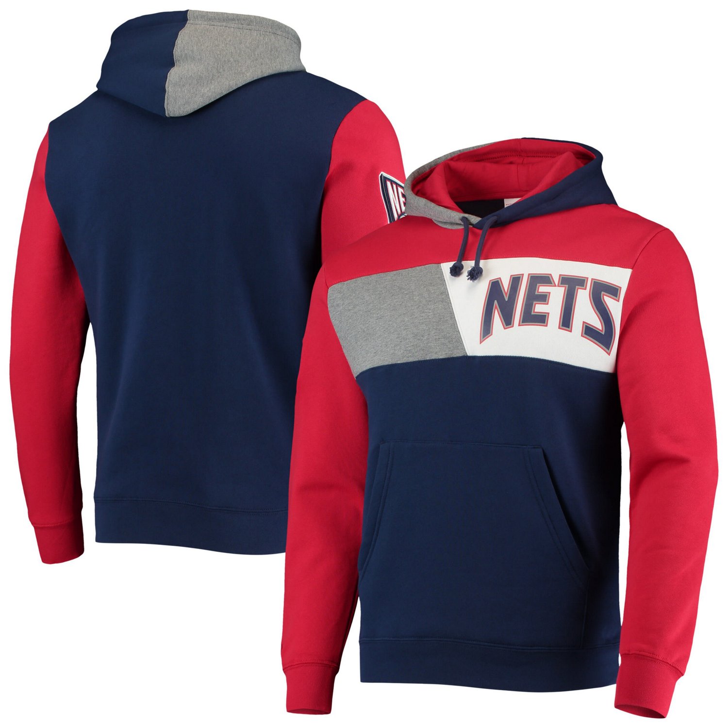 Mitchell  Ness New Jersey Nets Hardwood Classics Colorblock Pullover Hoodie