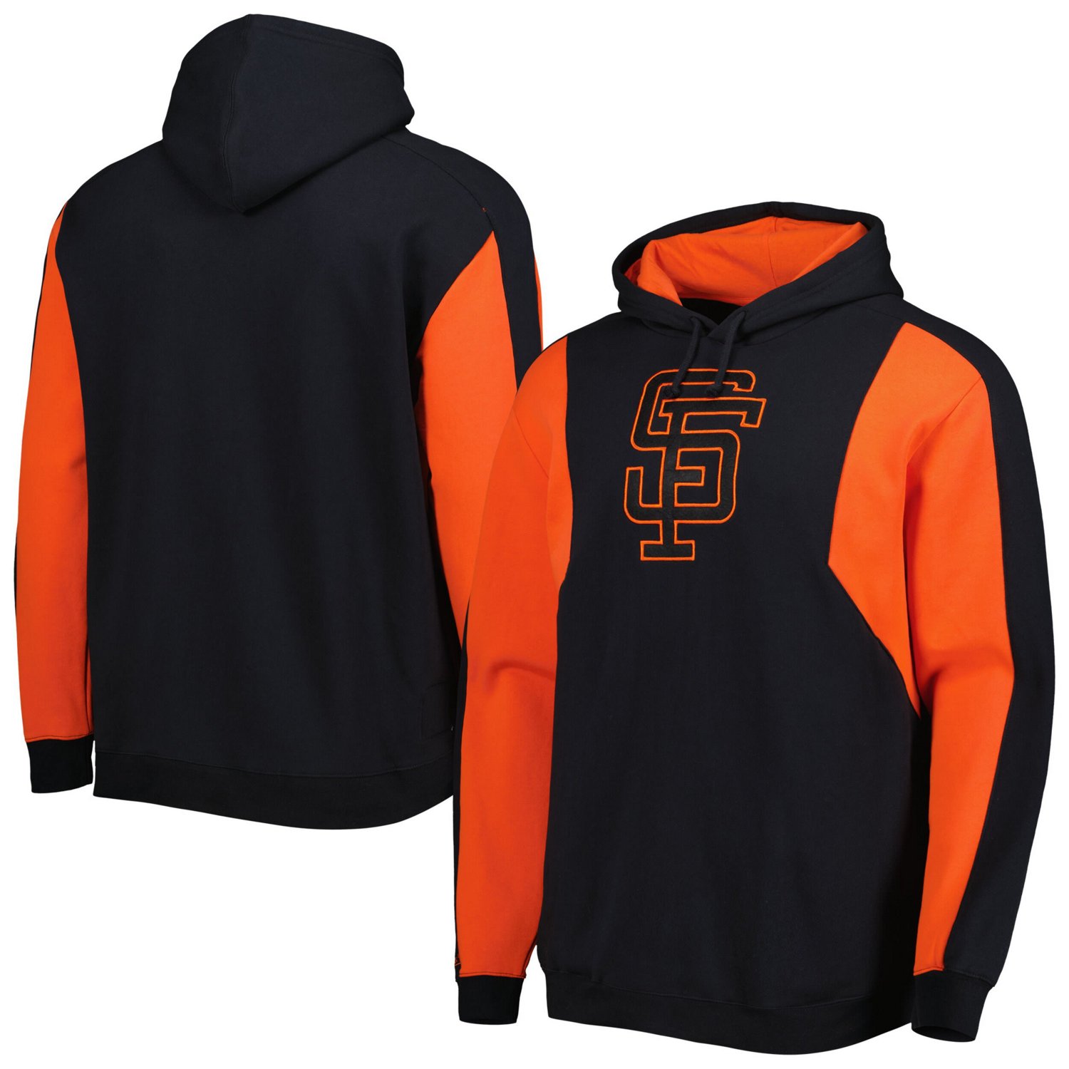 Mitchell  Ness Orange San Francisco Giants Colorblocked Fleece Pullover Hoodie